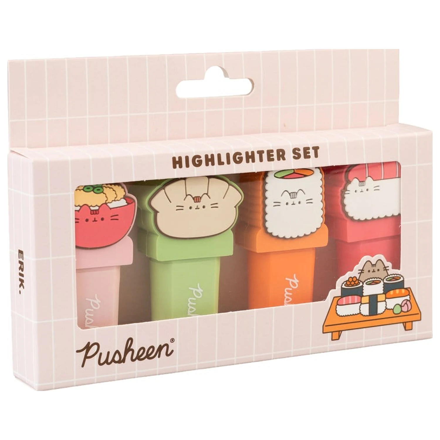 Pusheen Sushi Roll Set aus 4 Textmarkern mit Topper Produktfoto