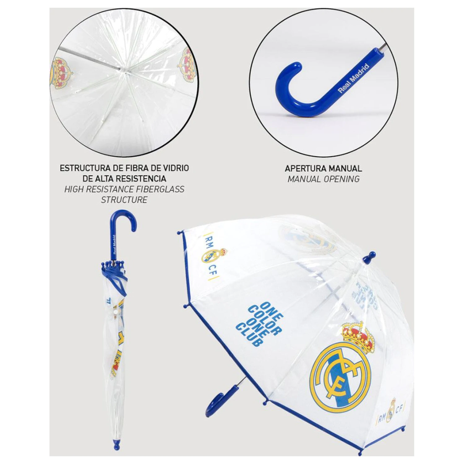 Real Madrid One Color Kids Transparenter Regenschirm Ø71 cm Produktfoto