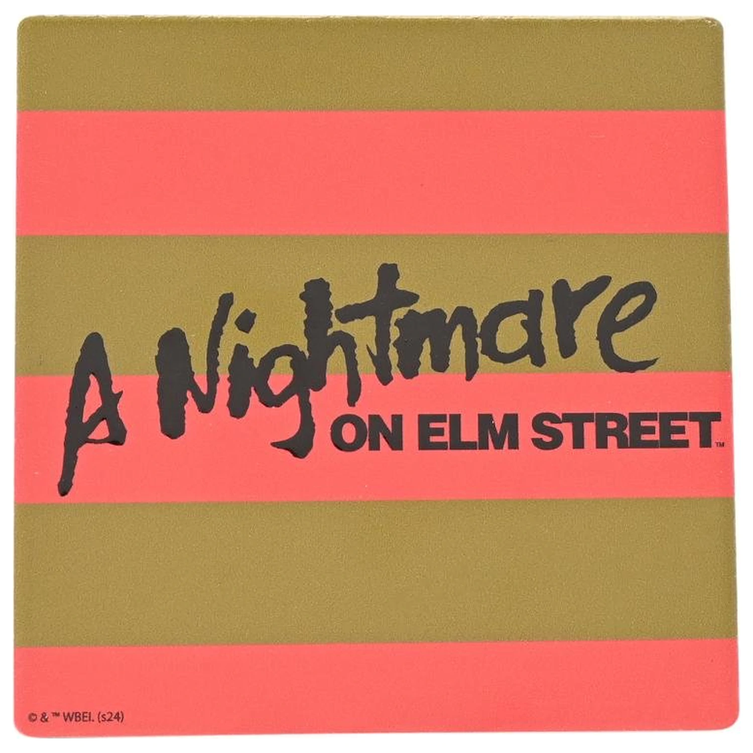 A Nightmare on Elm Street Freddy Stripes Keramik quadratischer Untersetzer Produktfoto