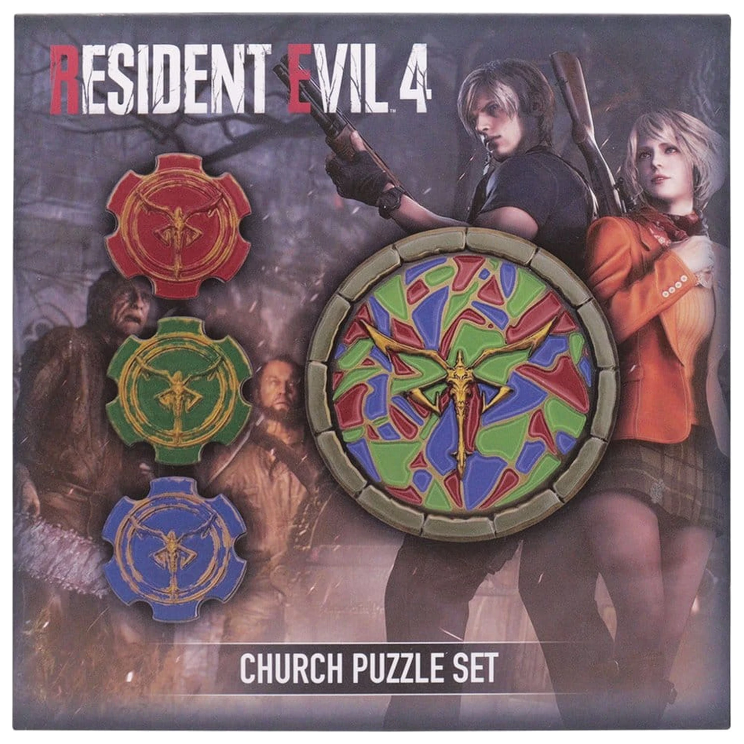 Resident Evil 4 Replika Kirchen Puzzle Medaillons Set Produktfoto