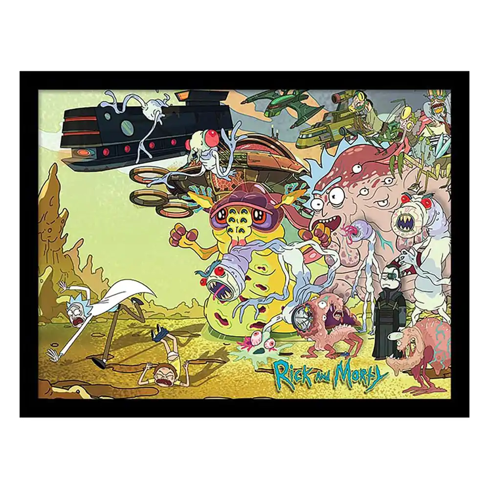 Rick and Morty Collector Print Poster im Rahmen Creature Barrage Produktfoto