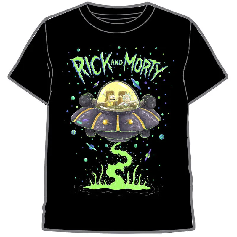 Rick and Morty Raumschiff Erwachsenen T-Shirt Produktfoto