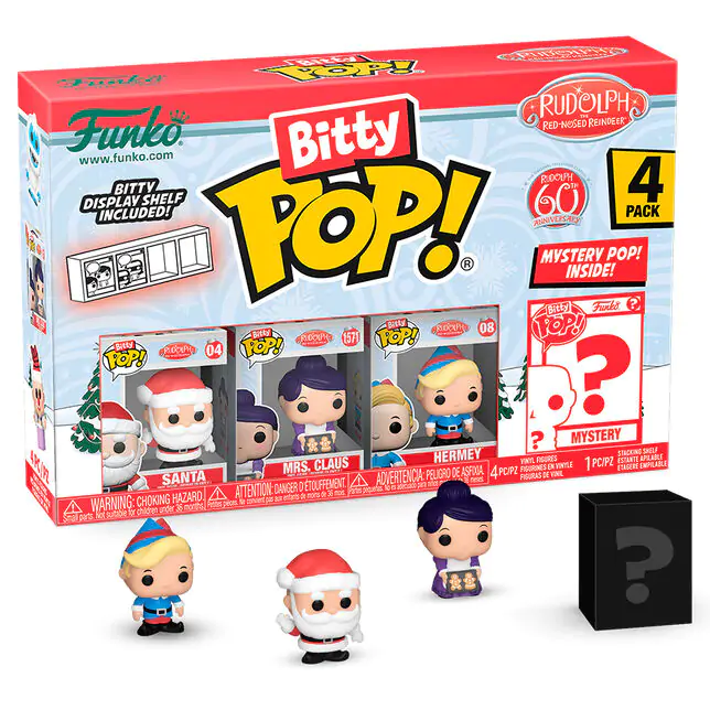 Blister 4 FRudolph Red Nosed Reindeer Bitty Funko POP! Vinyl Figuren 4er-Pack Santa Produktfoto