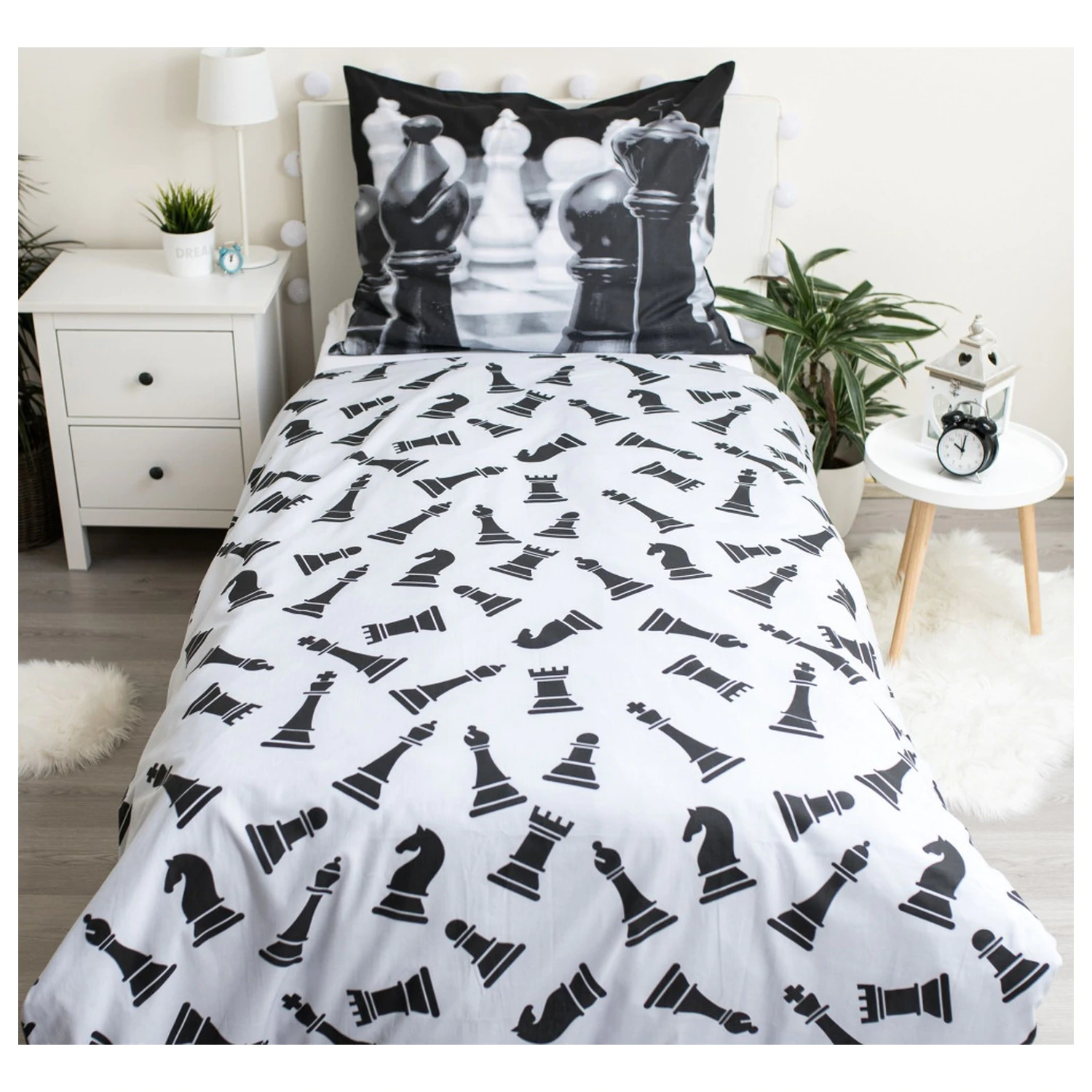 Schachfiguren Bettbezug Produktfoto