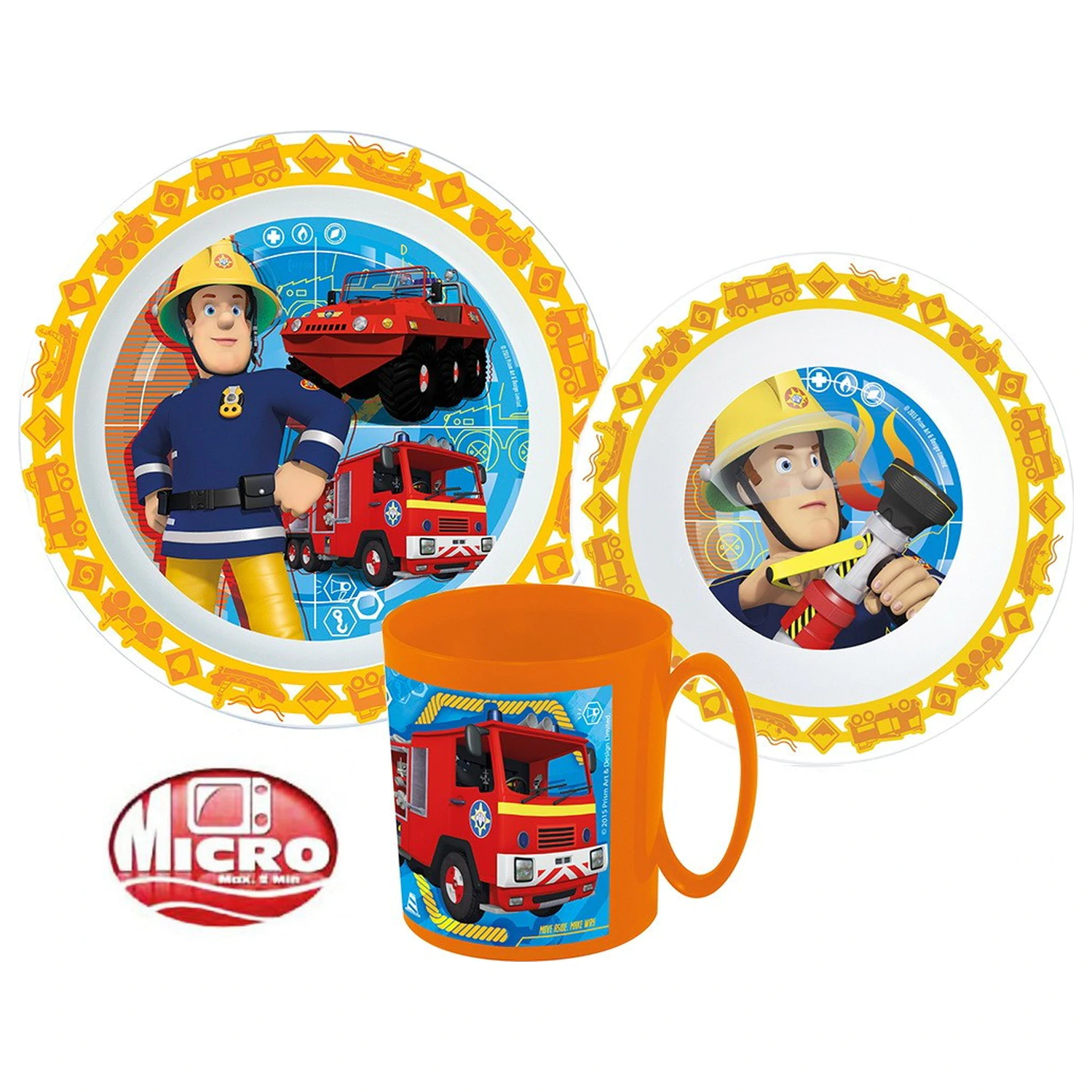 Fireman Sam Rescue Mission Geschirr Set, Mikroplastik Set mit 350 ml Tasse Produktfoto
