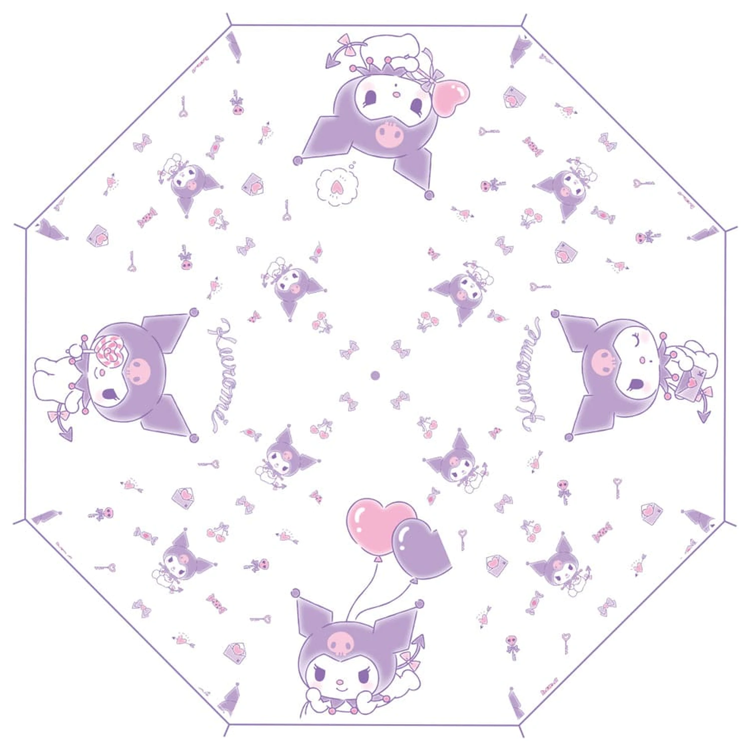 Sanrio Gehstock Schirm Kuromi Kawaii Transparent Produktfoto