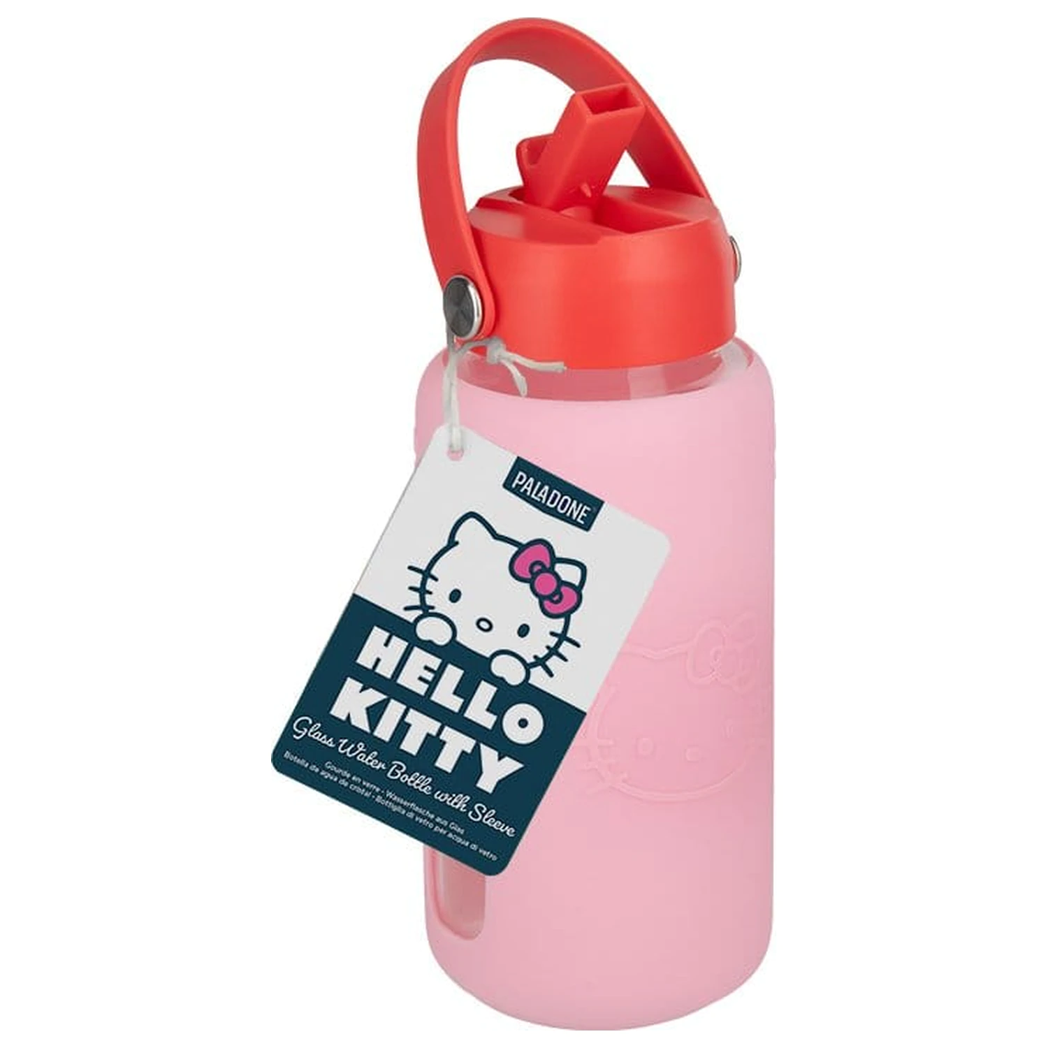 Sanrio Glas Trinkflasche Hello Kitty mit Hülle Produktfoto