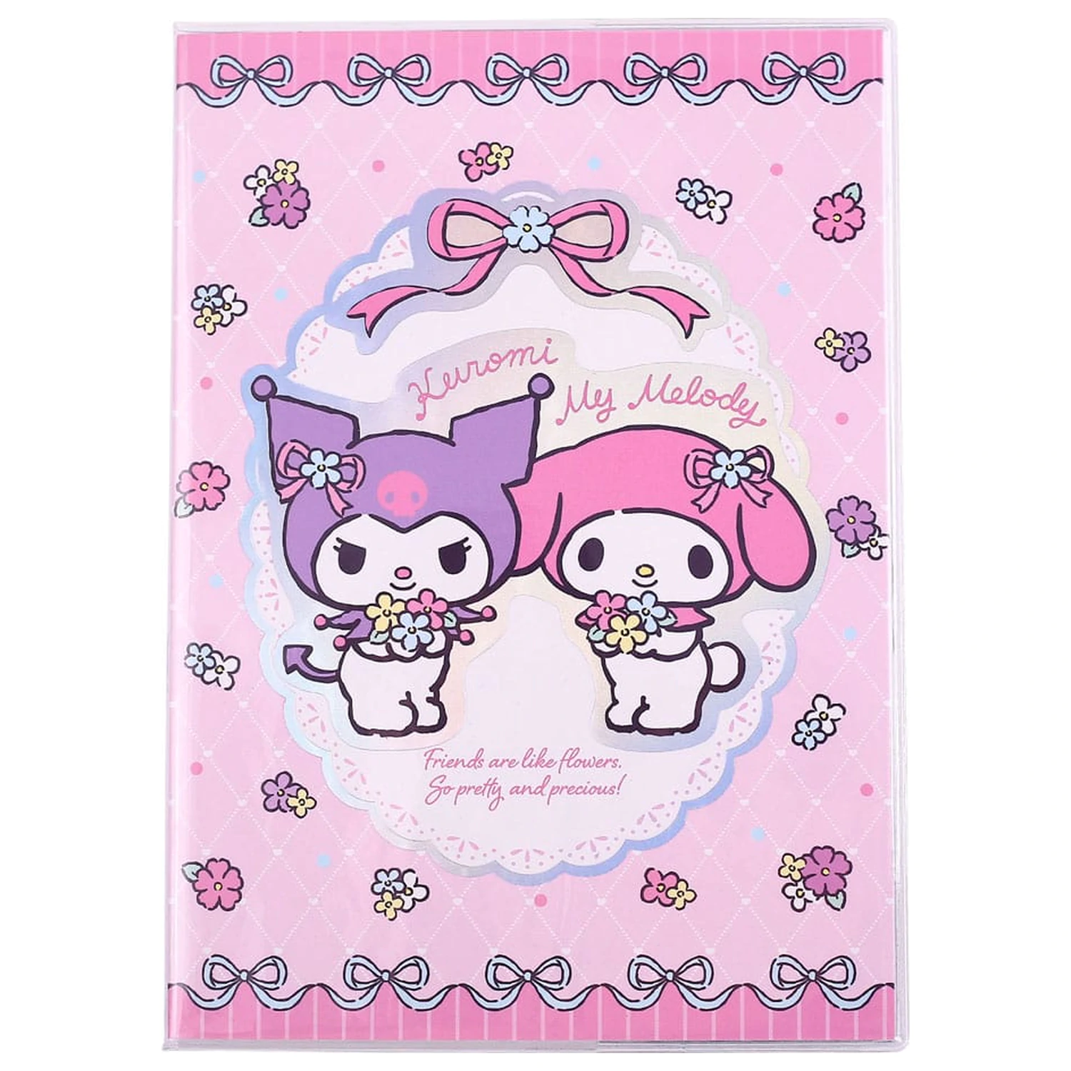 Sanrio Notizbuch Kuromi & My Melody Pastel Flower Holographic Checkered Produktfoto
