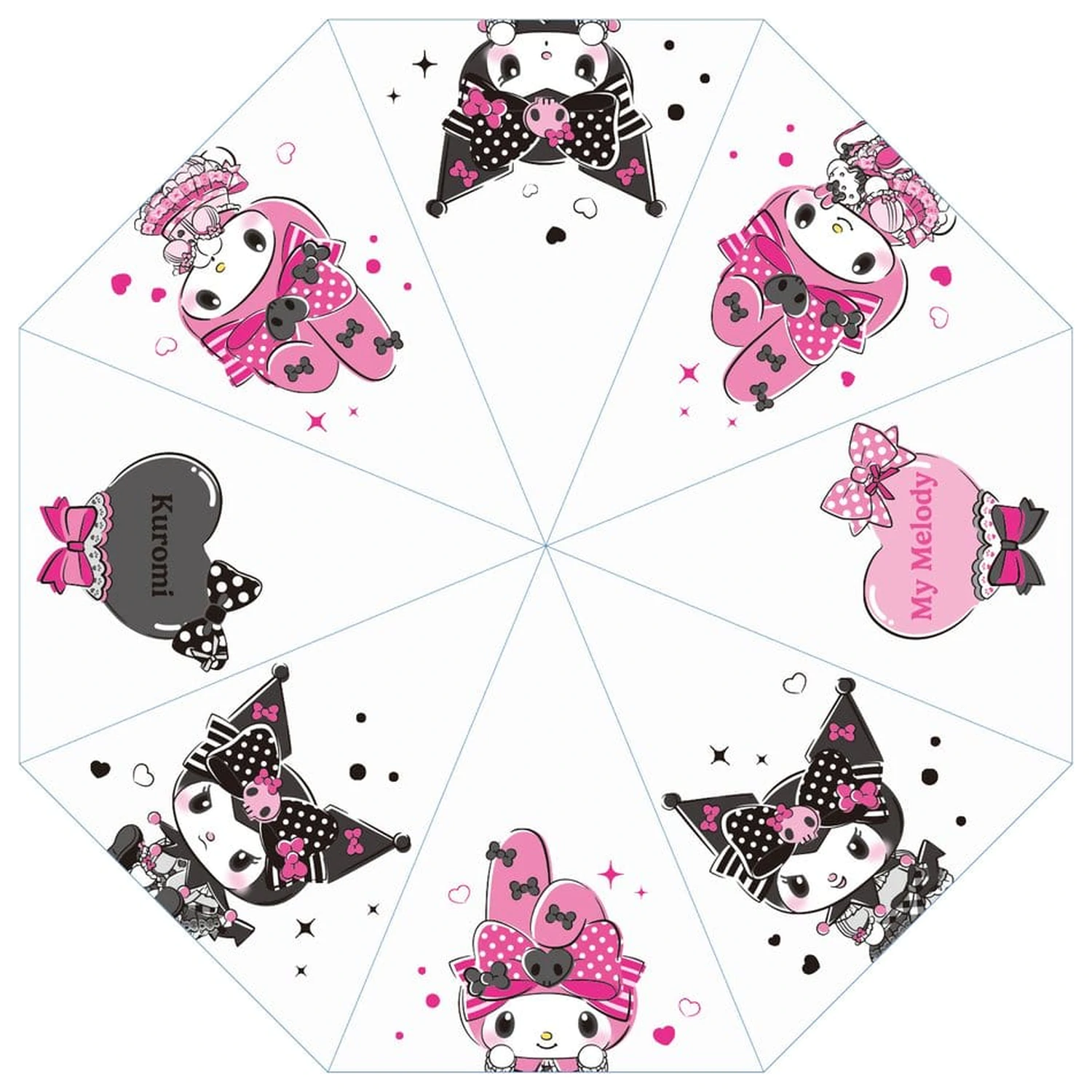 Sanrio Pink Black Party Series Regenschirm Kuromi & My Melody Transparent Produktfoto