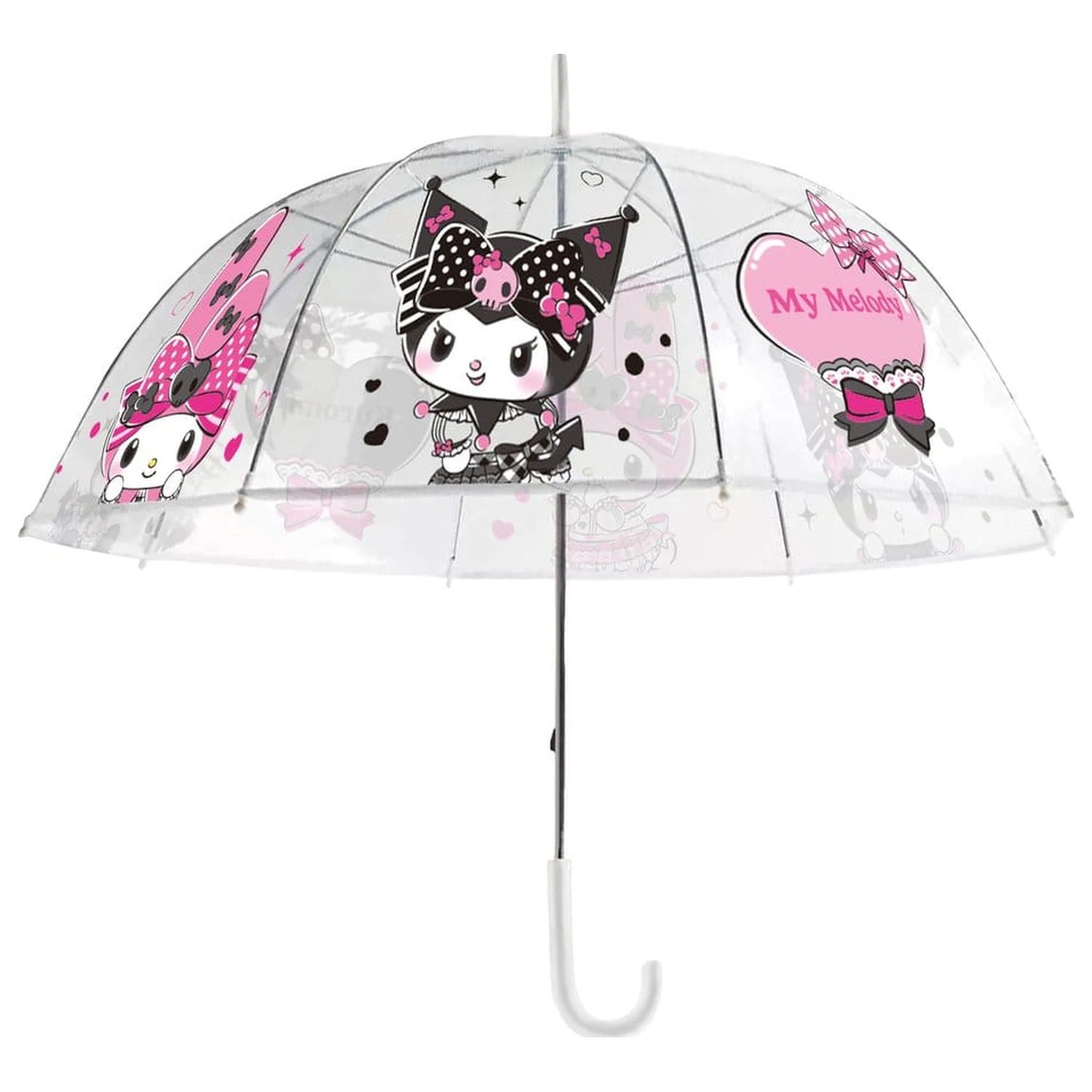 Sanrio Pink Black Party Series Regenschirm Kuromi & My Melody Transparent Produktfoto