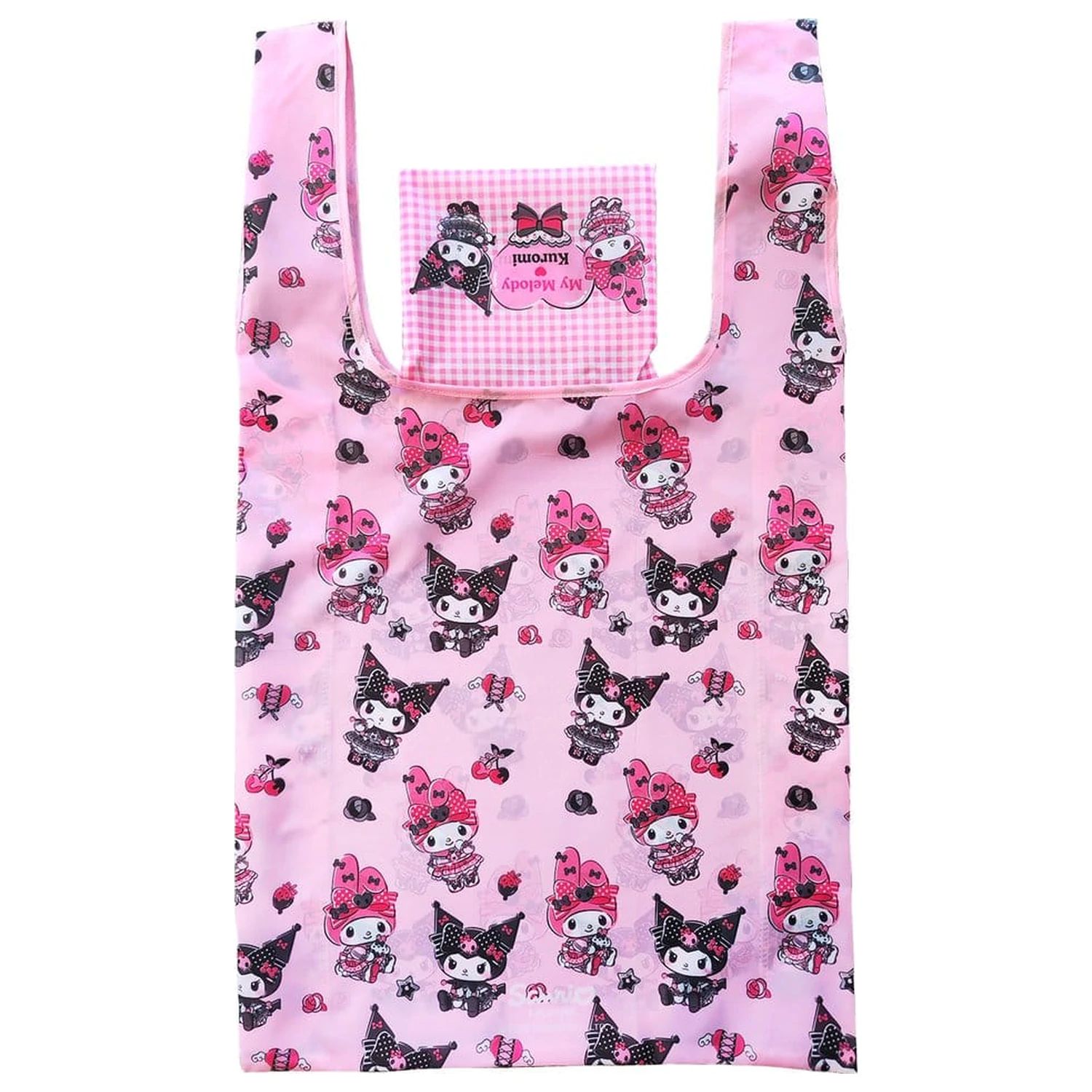 Sanrio Pink Black Party Series Tragetasche Kuromi & My Melody faltbar Produktfoto