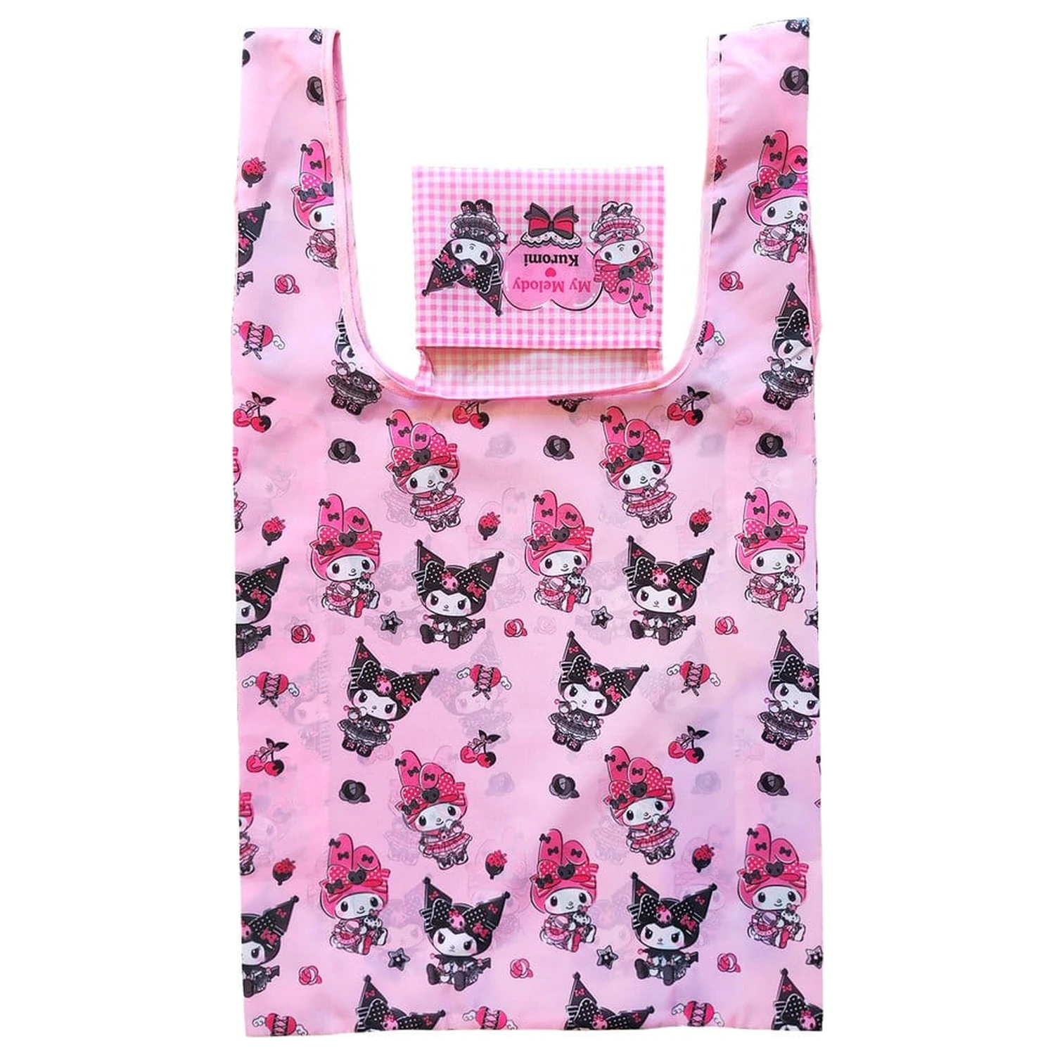 Sanrio Pink Black Party Series Tragetasche Kuromi & My Melody faltbar Produktfoto
