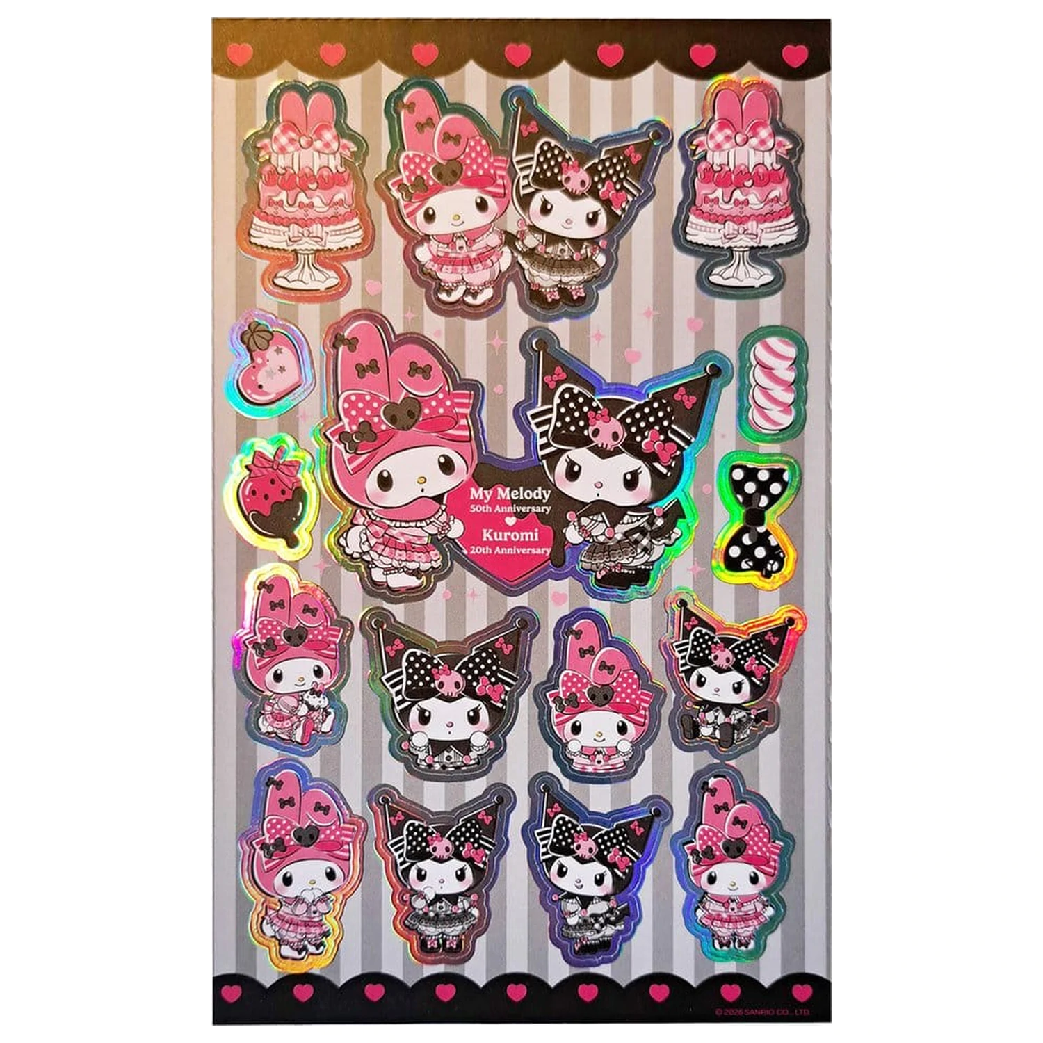 Sanrio Pink Black Party Series Sticker-Pack Kuromi & My Melody Produktfoto