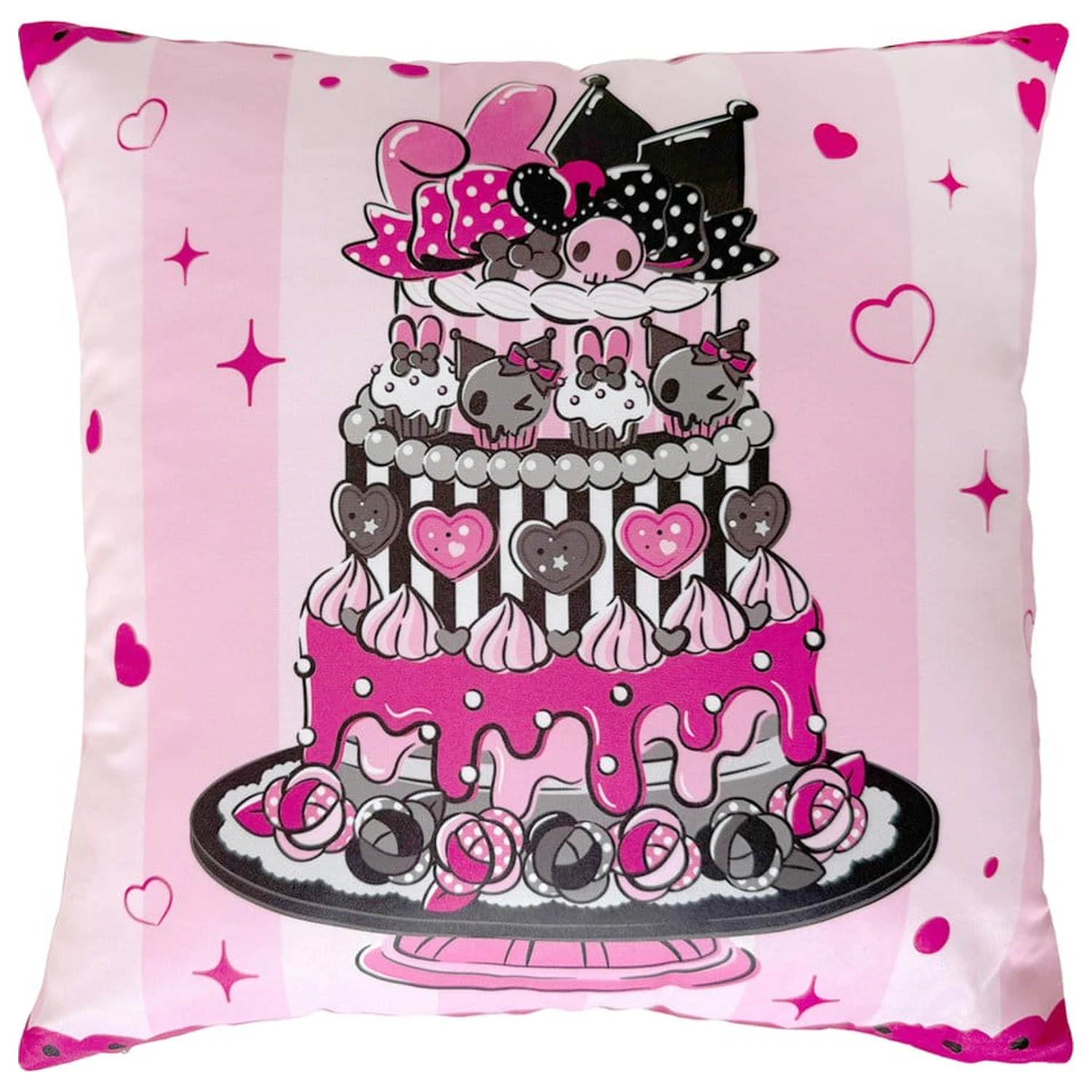 Sanrio Pink Black Party Series Kissen Kuromi & My Melody 35 x 35 cm Produktfoto