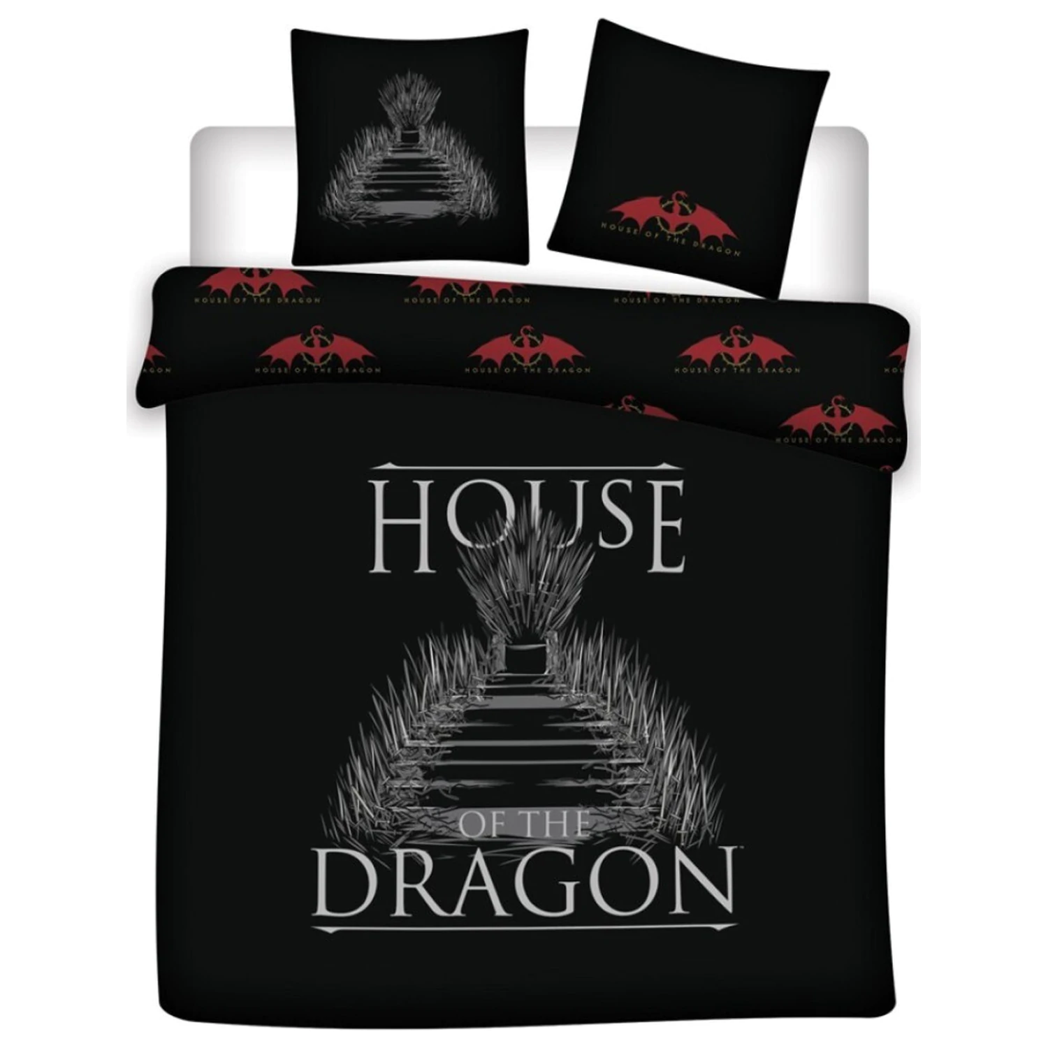 House of the Dragon Schwarzer Mikrofaser Doppel-Bettbezug Produktfoto