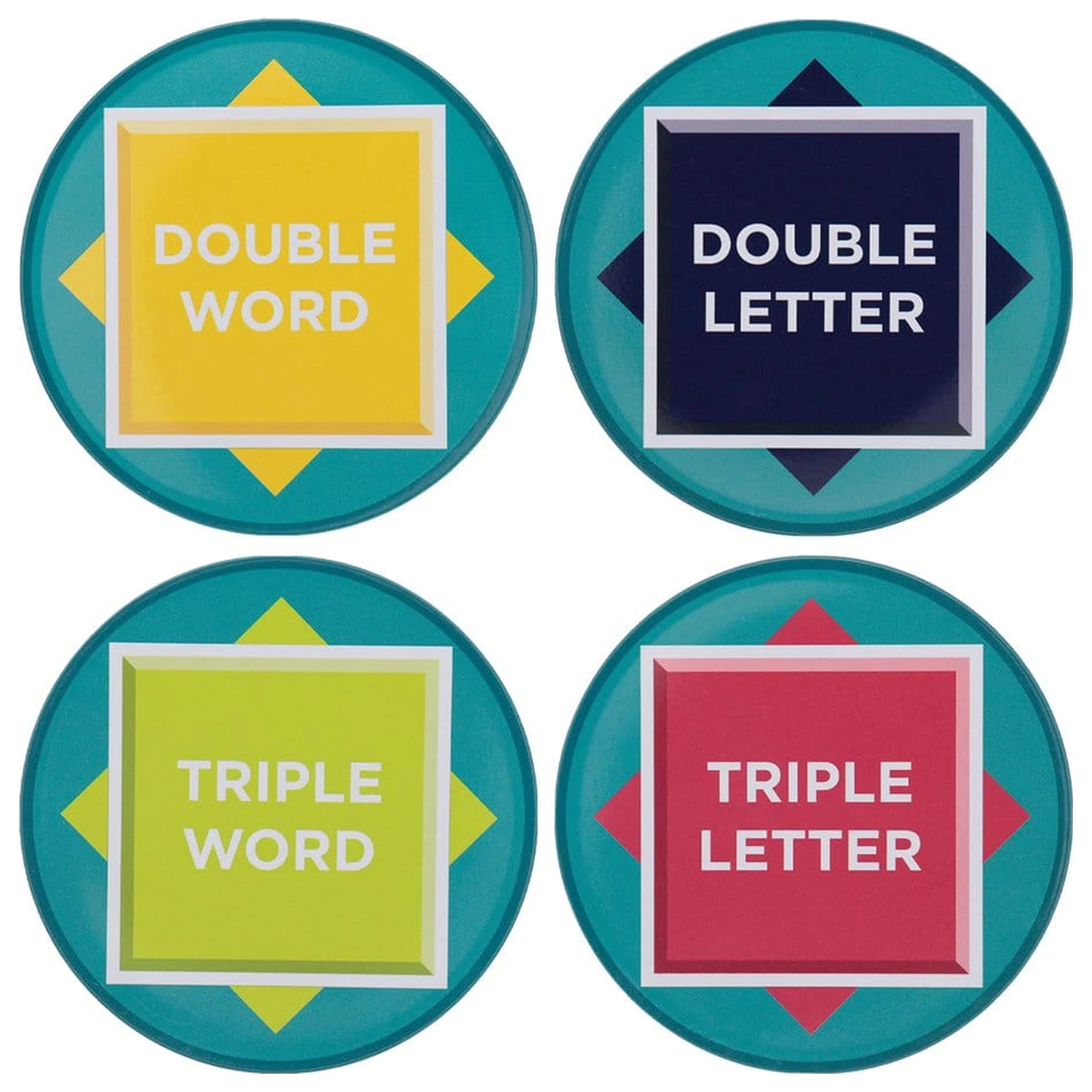 Scrabble Untersetzer 4er-Pack bedrucktes Metall Produktfoto