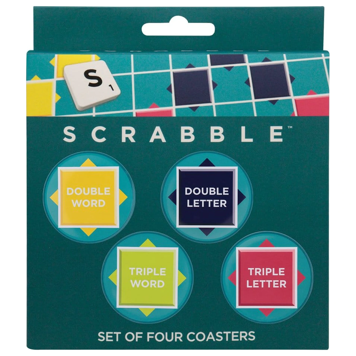 Scrabble Untersetzer 4er-Pack bedrucktes Metall Produktfoto