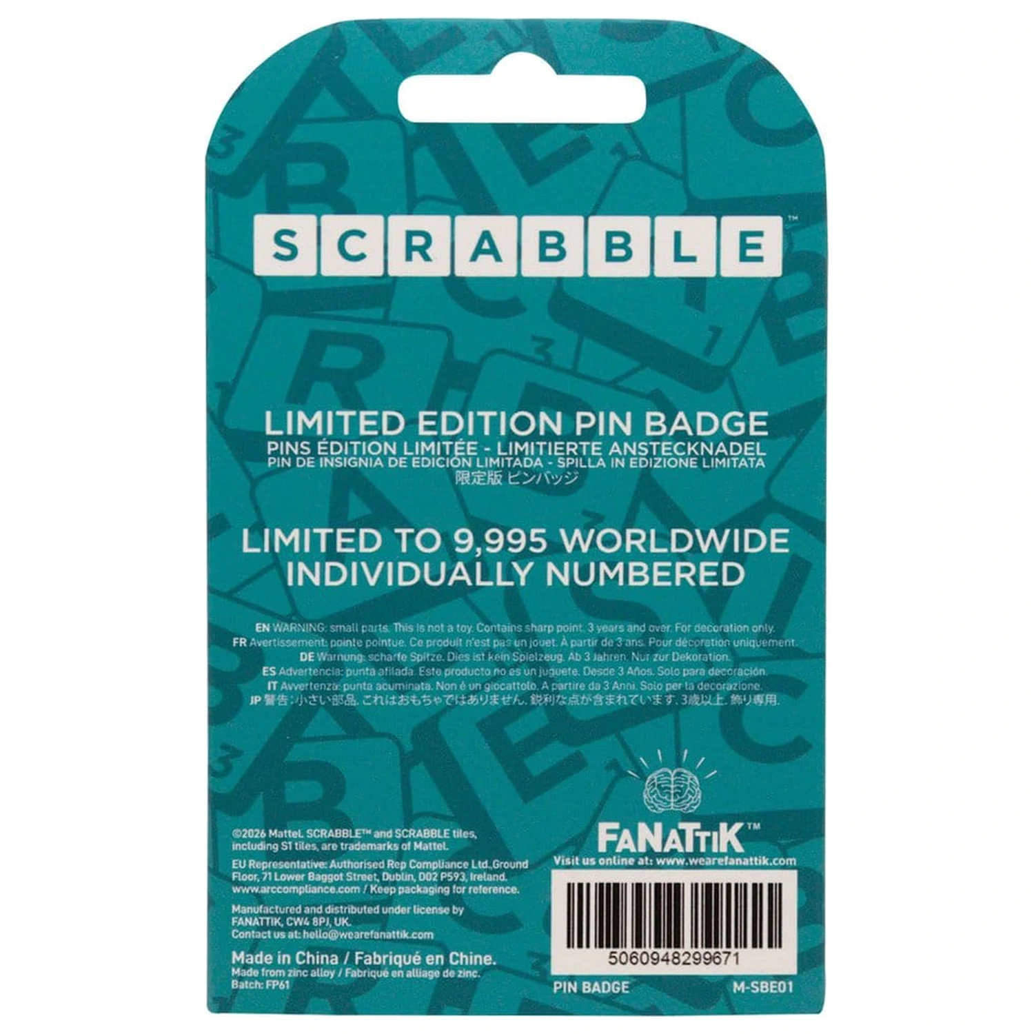 Scrabble Pin Anstecker Word Nerd Limitierte Edition Produktfoto