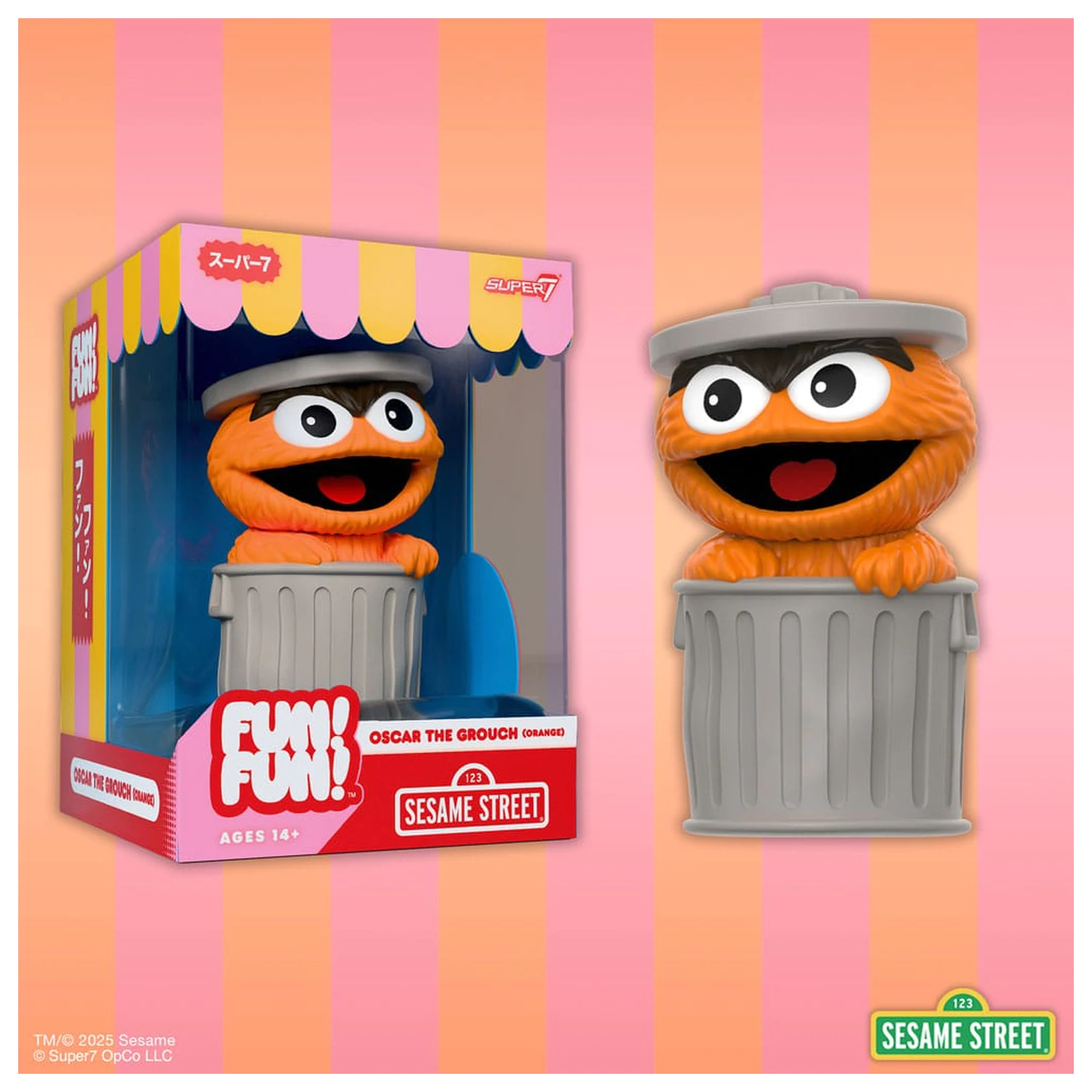 Sesame Street FUN! FUN! Vinyl Figur Oscar the Grouch (Orange) 13 cm Produktfoto