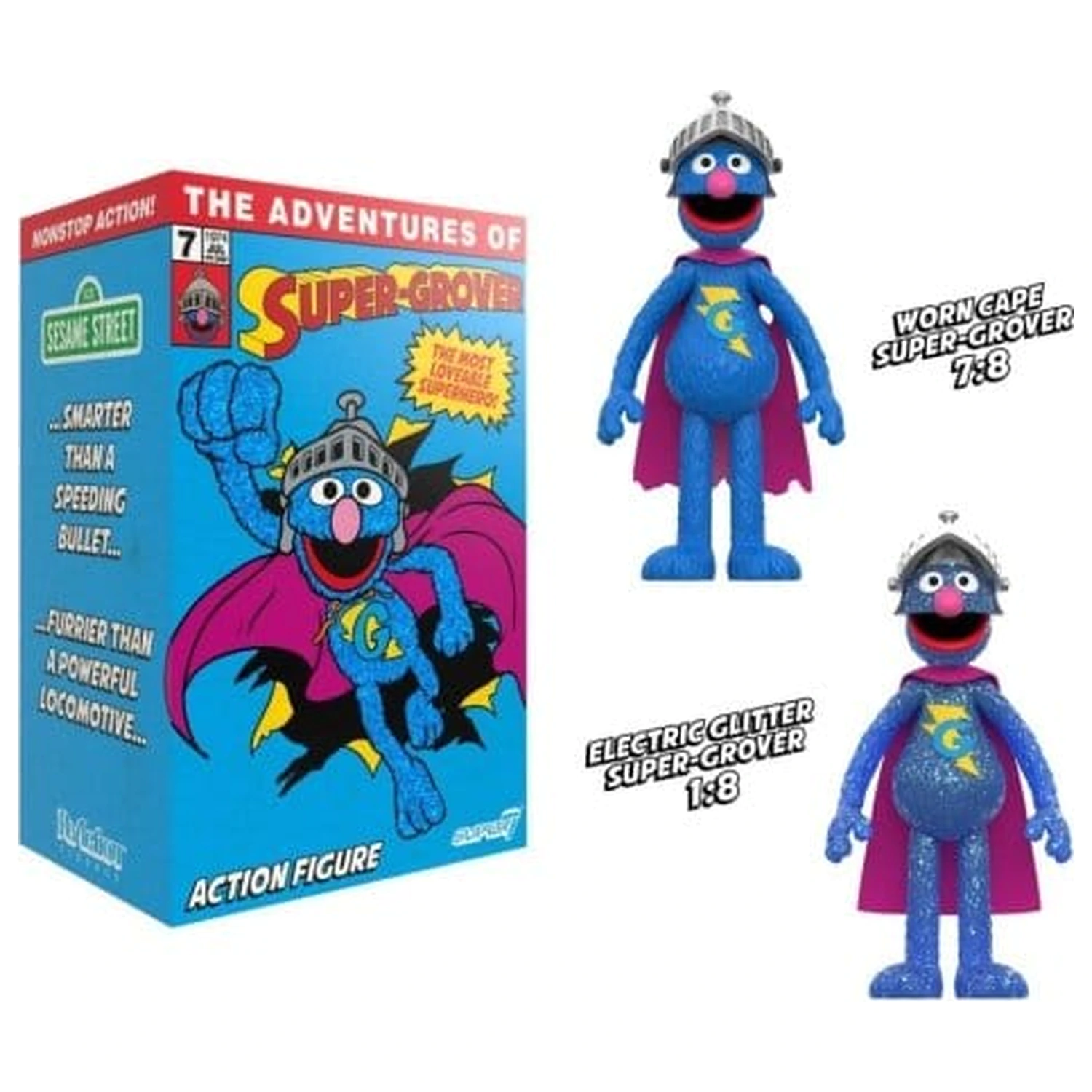 Sesame Street ReAction Action Figur Super Grover (mit Chase) Produktfoto