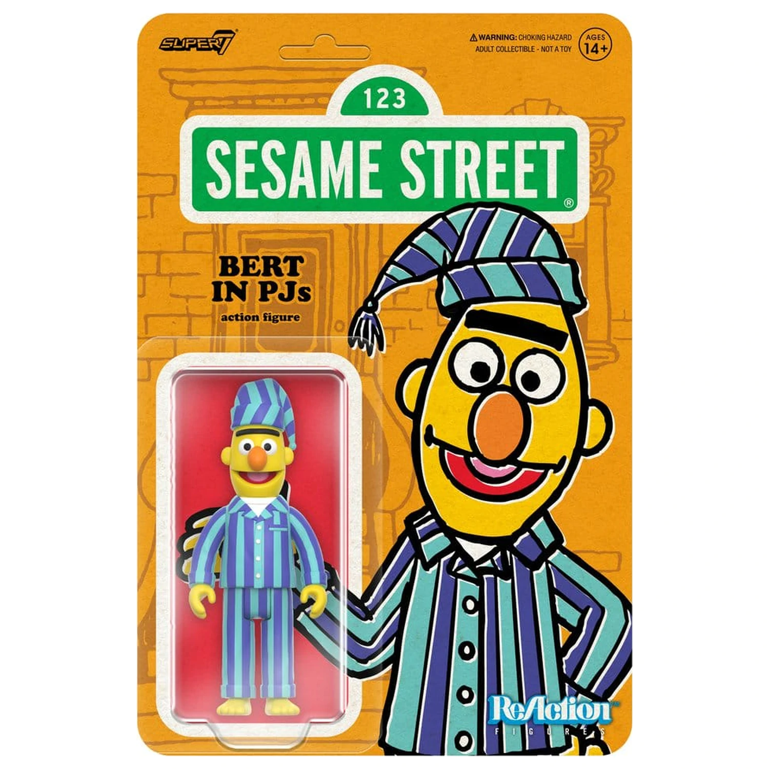 Sesame Street ReAction Actionfigur Wave 06 Bert (PJ) 10 cm Produktfoto