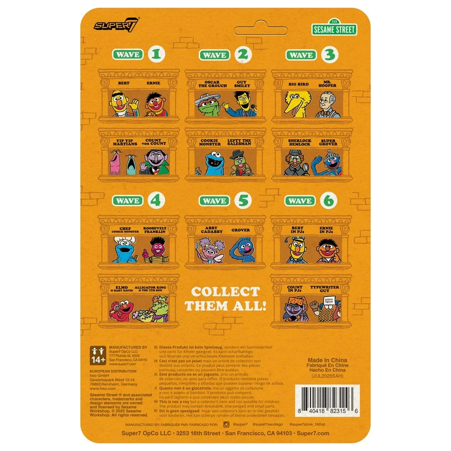 Sesame Street ReAction Actionfigur Wave 06 Bert (PJ) 10 cm Produktfoto