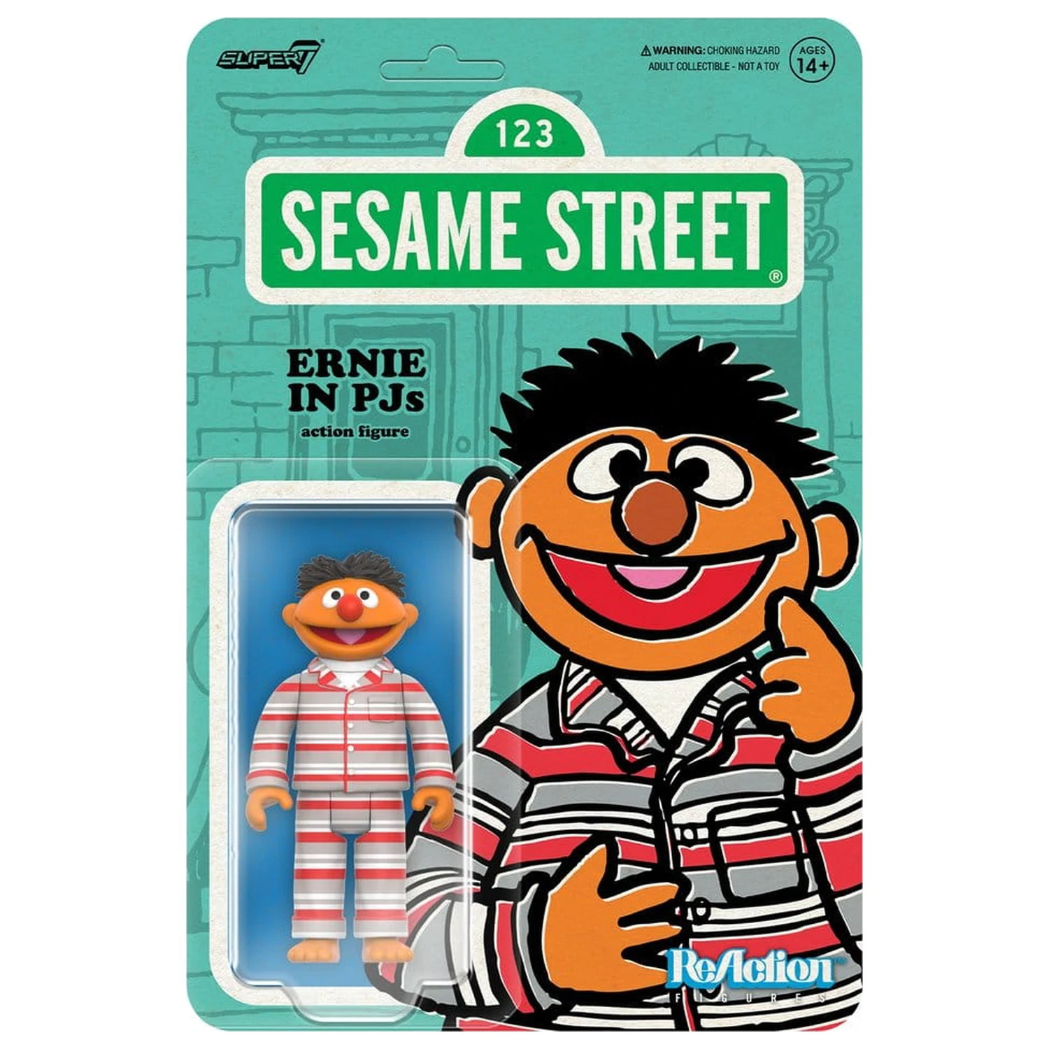 Sesame Street ReAction Actionfigur Wave 06 Ernie (PJs) 10 cm Produktfoto
