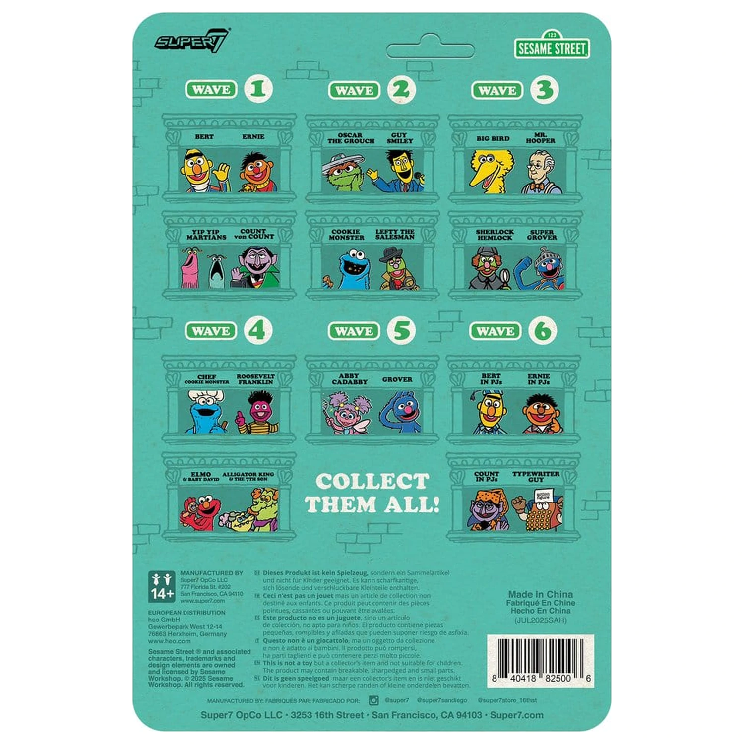 Sesame Street ReAction Actionfigur Wave 06 Ernie (PJs) 10 cm Produktfoto