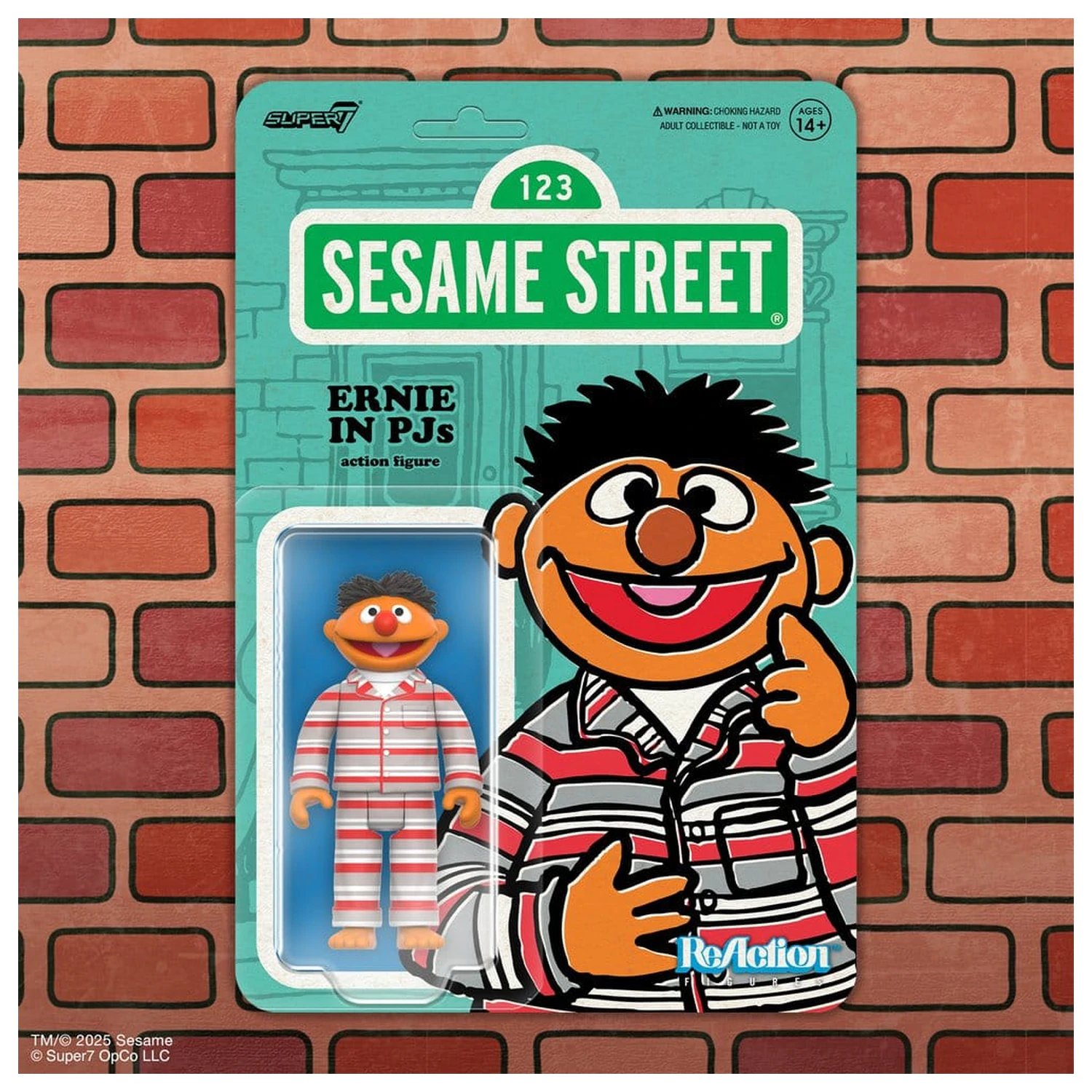 Sesame Street ReAction Actionfigur Wave 06 Ernie (PJs) 10 cm Produktfoto