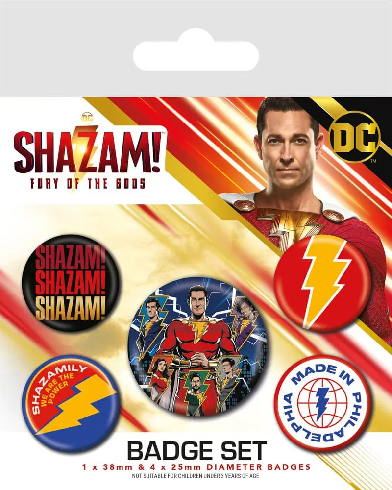 Shazam! Ansteck-Buttons 5er-Pack Fury of the Gods Produktfoto