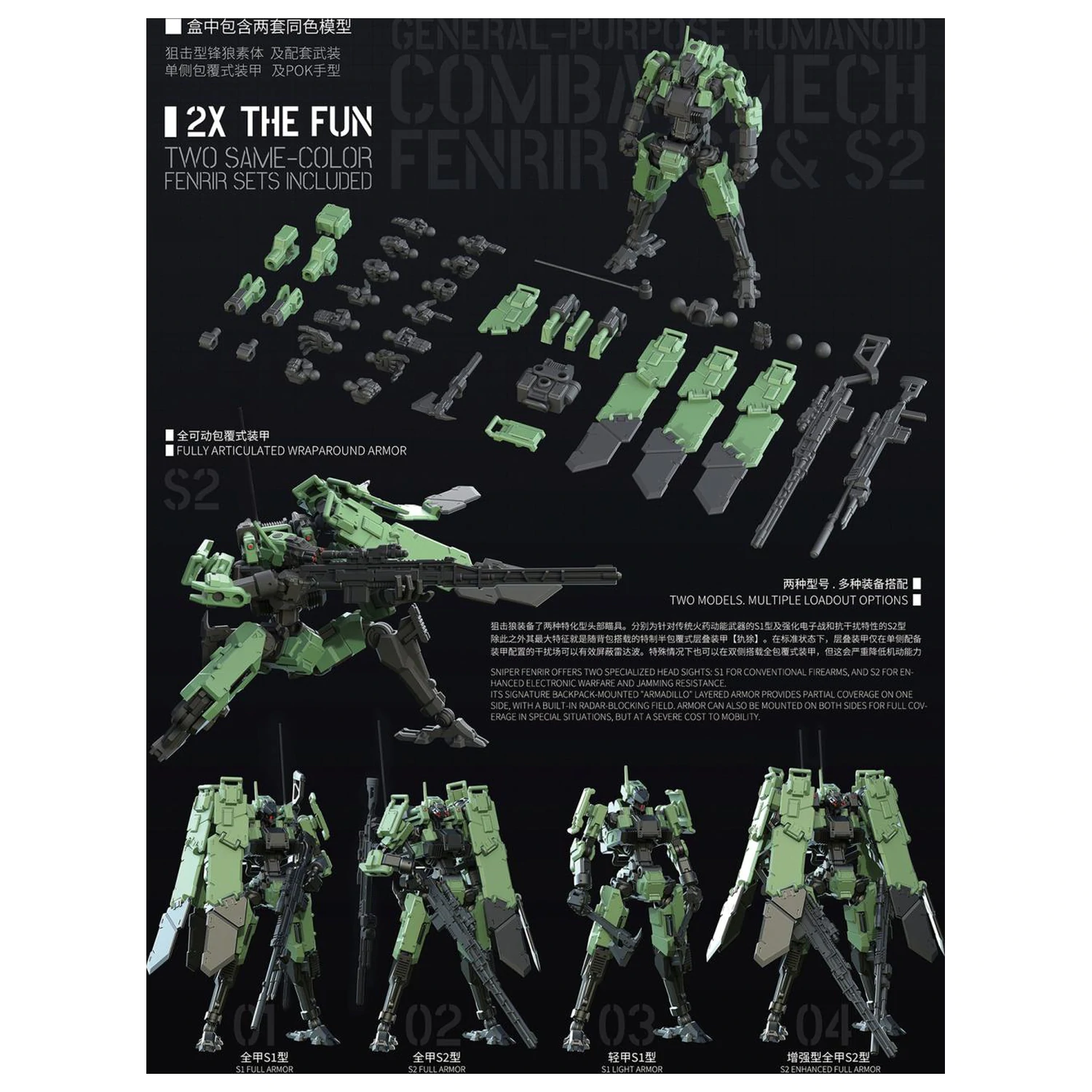 Sheik Mainland Sniping Type Fenrir (Green) Modellbausatz 1/18 Produktfoto