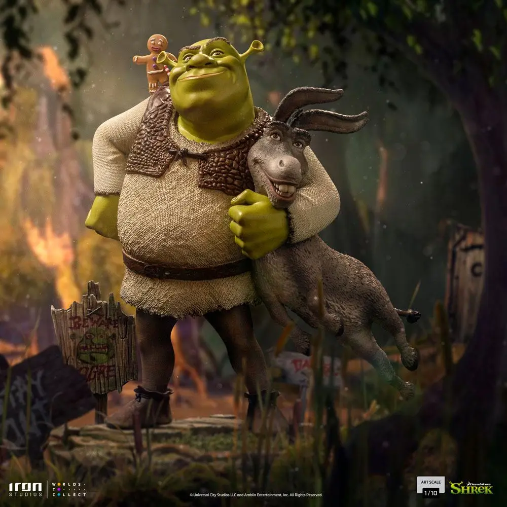 Shrek Deluxe Art Scale Statue 1/10 Shrek, Donkey and The Gingerbread Man 26 cm Produktfoto