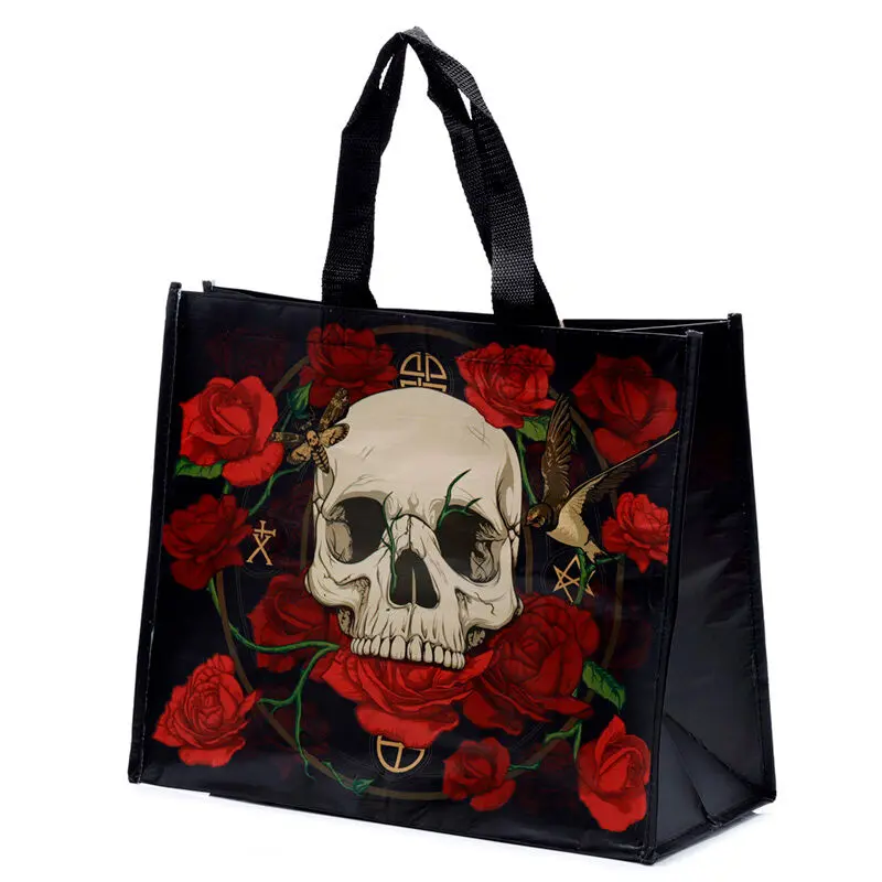 Skull and Roses Einkaufstasche Produktfoto