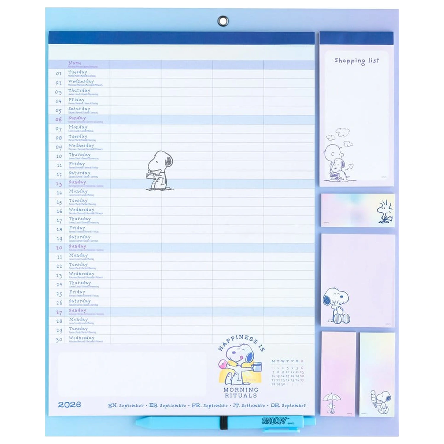 Snoopy Magnet Planer 2026/27 30 x 35 cm Produktfoto