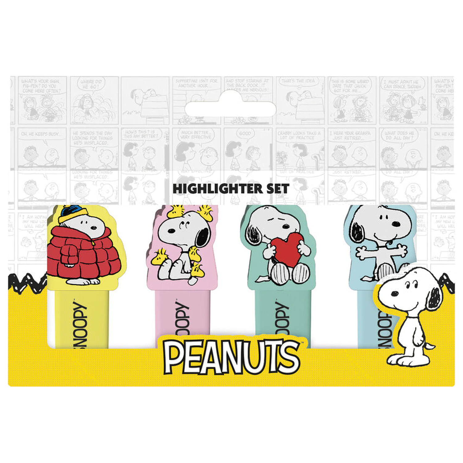Snoopy Peanuts Set aus 4 Textmarkern mit Topper Produktfoto