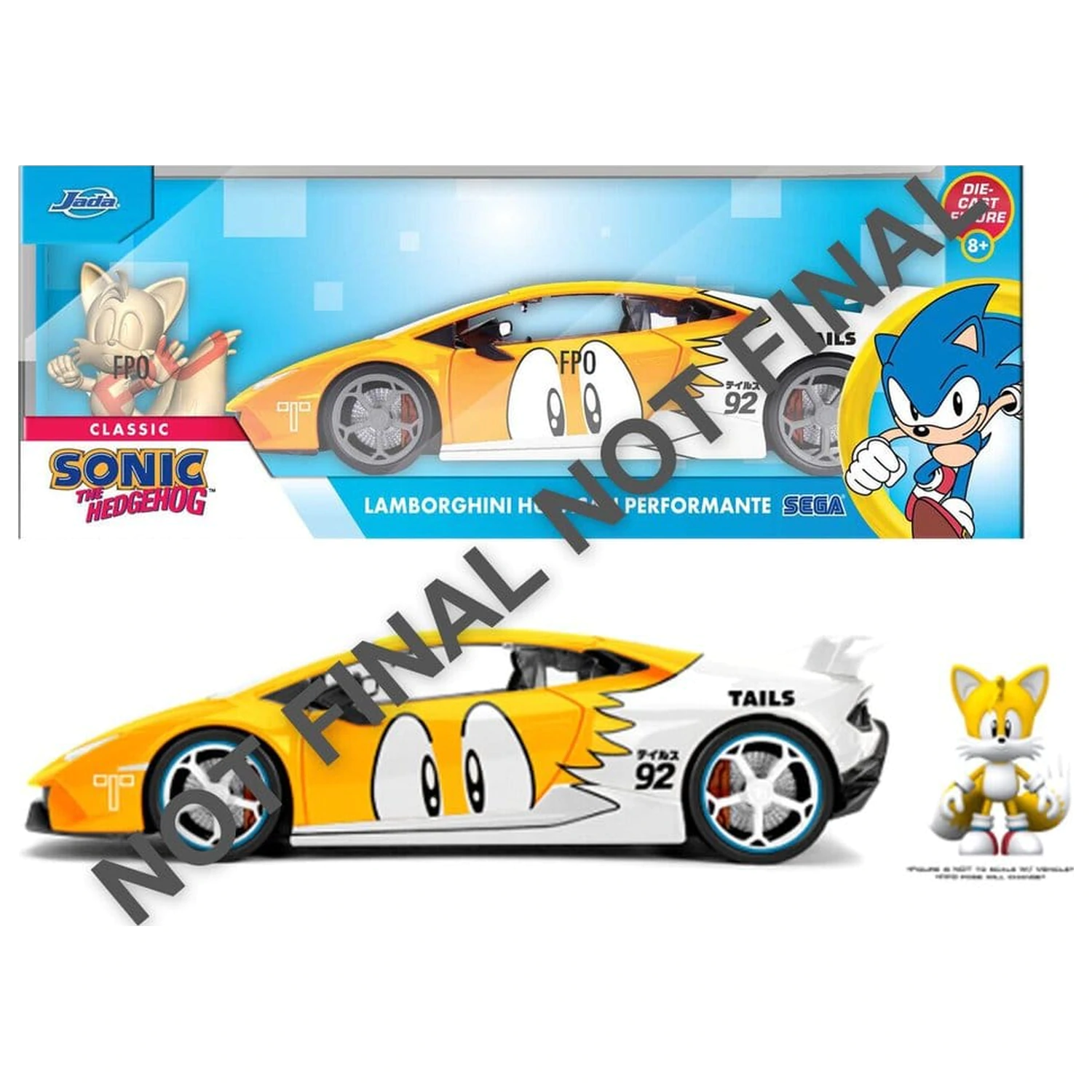 Sonic Diecast Fahrzeug 1:24 Tails Lamborghini Huracan 19 cm Produktfoto