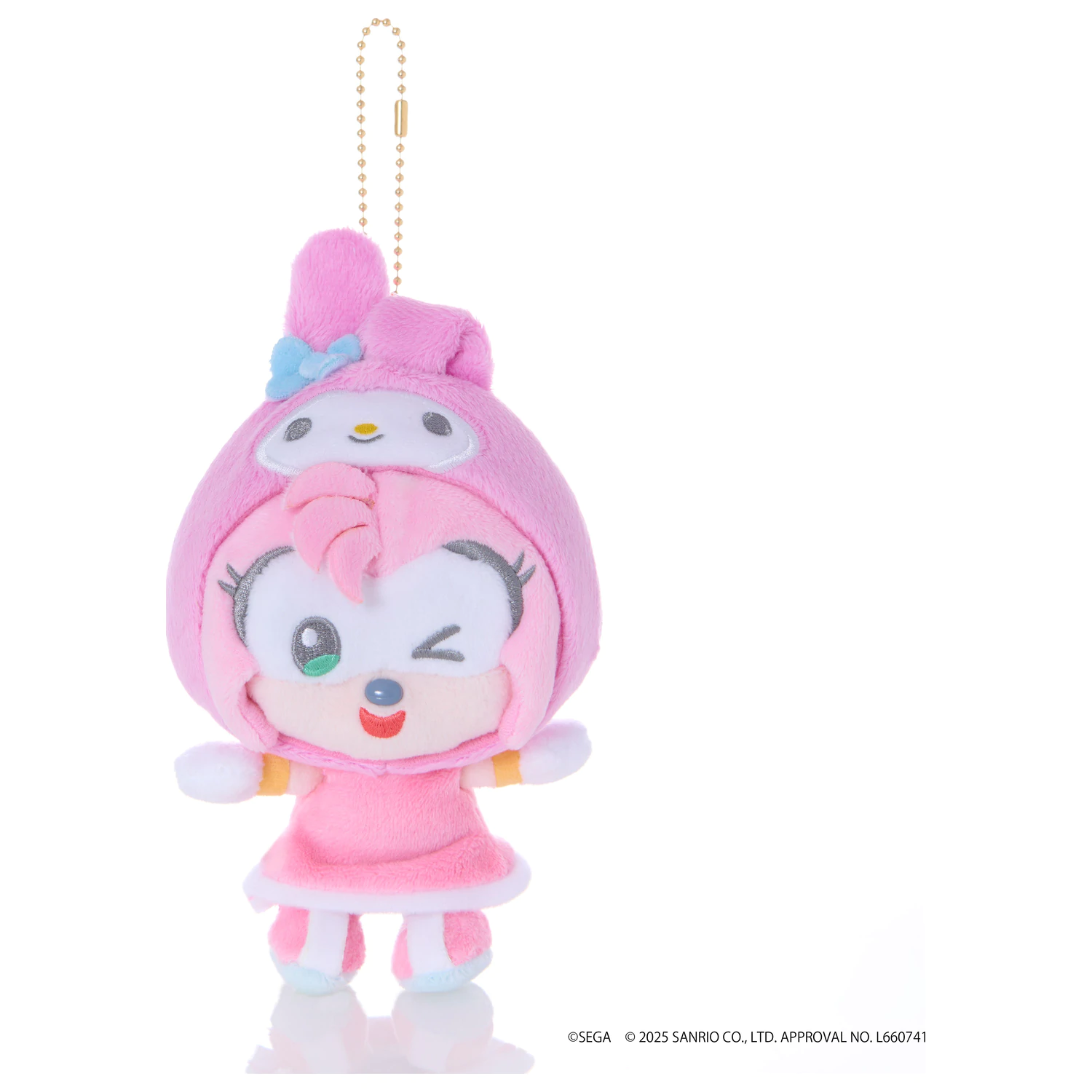 SONIC & FRIENDS x SANRIO Amy x My Melody Maskottchen Plüsch 8cm Produktfoto
