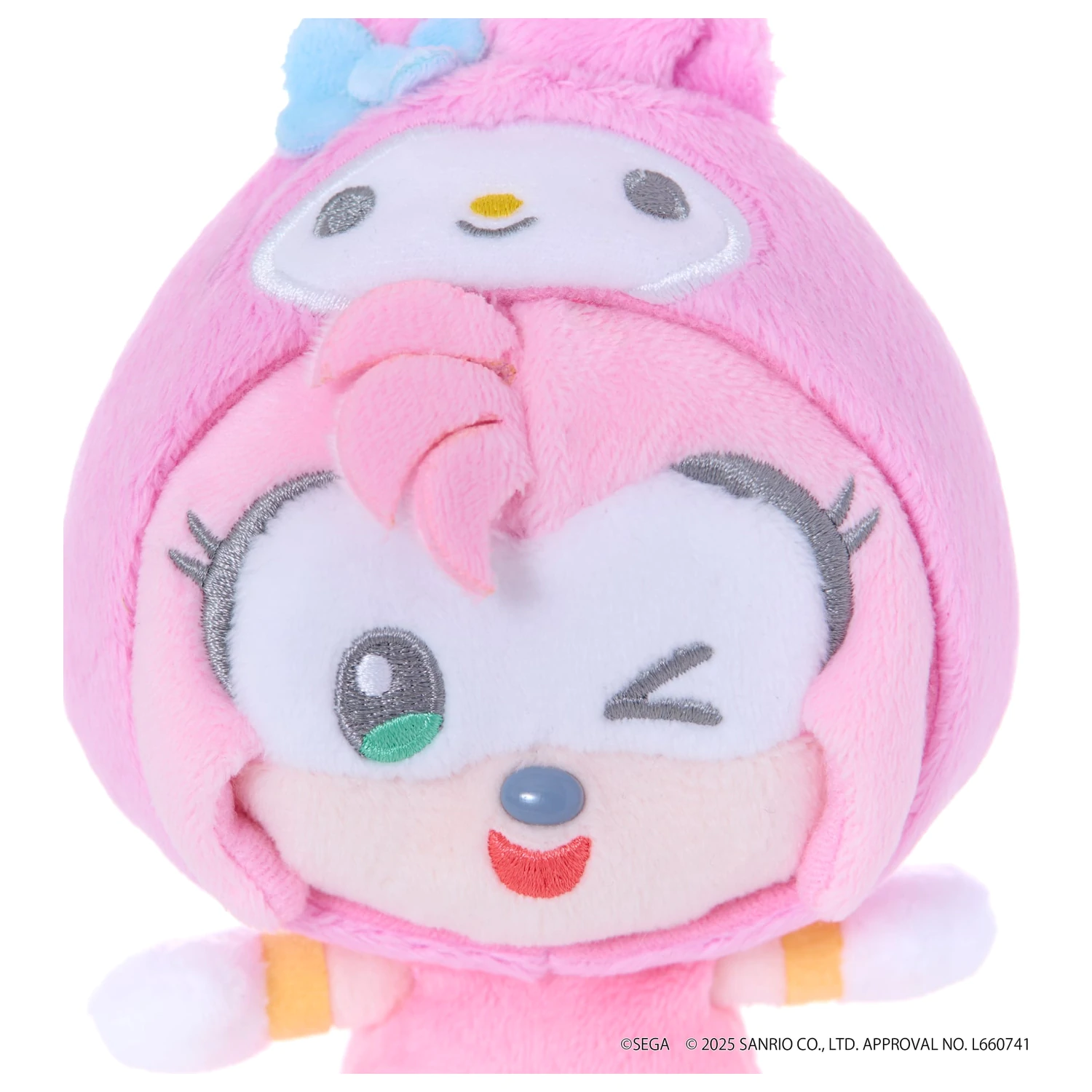 SONIC & FRIENDS x SANRIO Amy x My Melody Maskottchen Plüsch 8cm Produktfoto