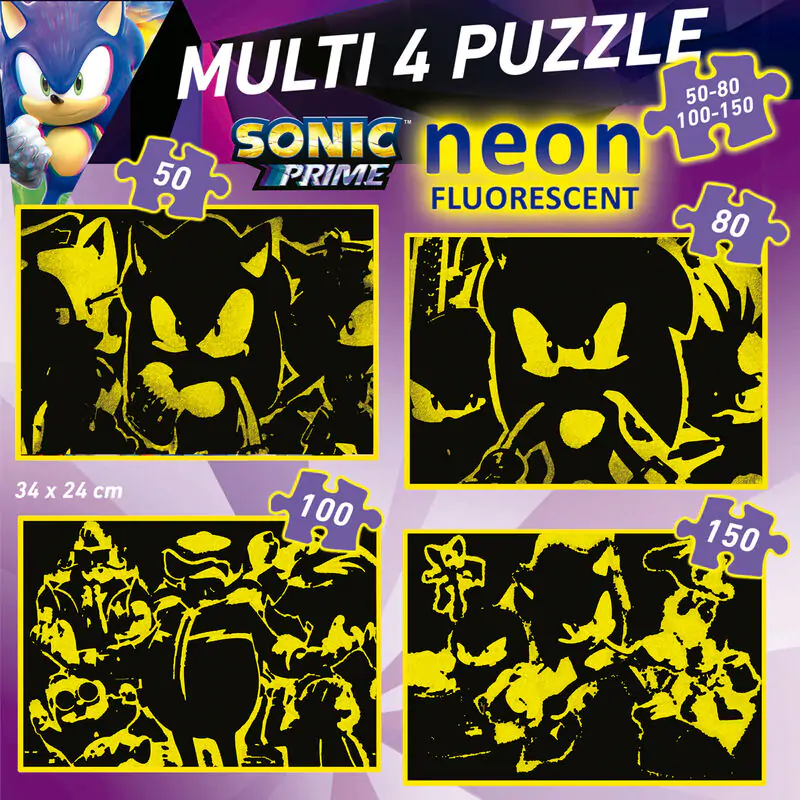 Sonic Prime Neon Multi Puzzle 50-80-100-150St Produktfoto