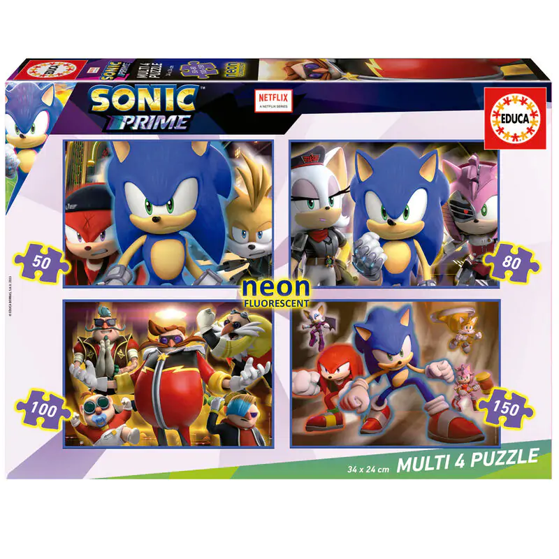 Sonic Prime Neon Multi Puzzle 50-80-100-150St Produktfoto