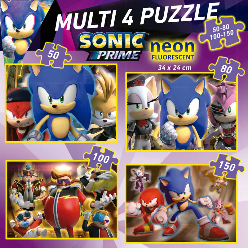 Sonic Prime Neon Multi Puzzle 50-80-100-150St Produktfoto