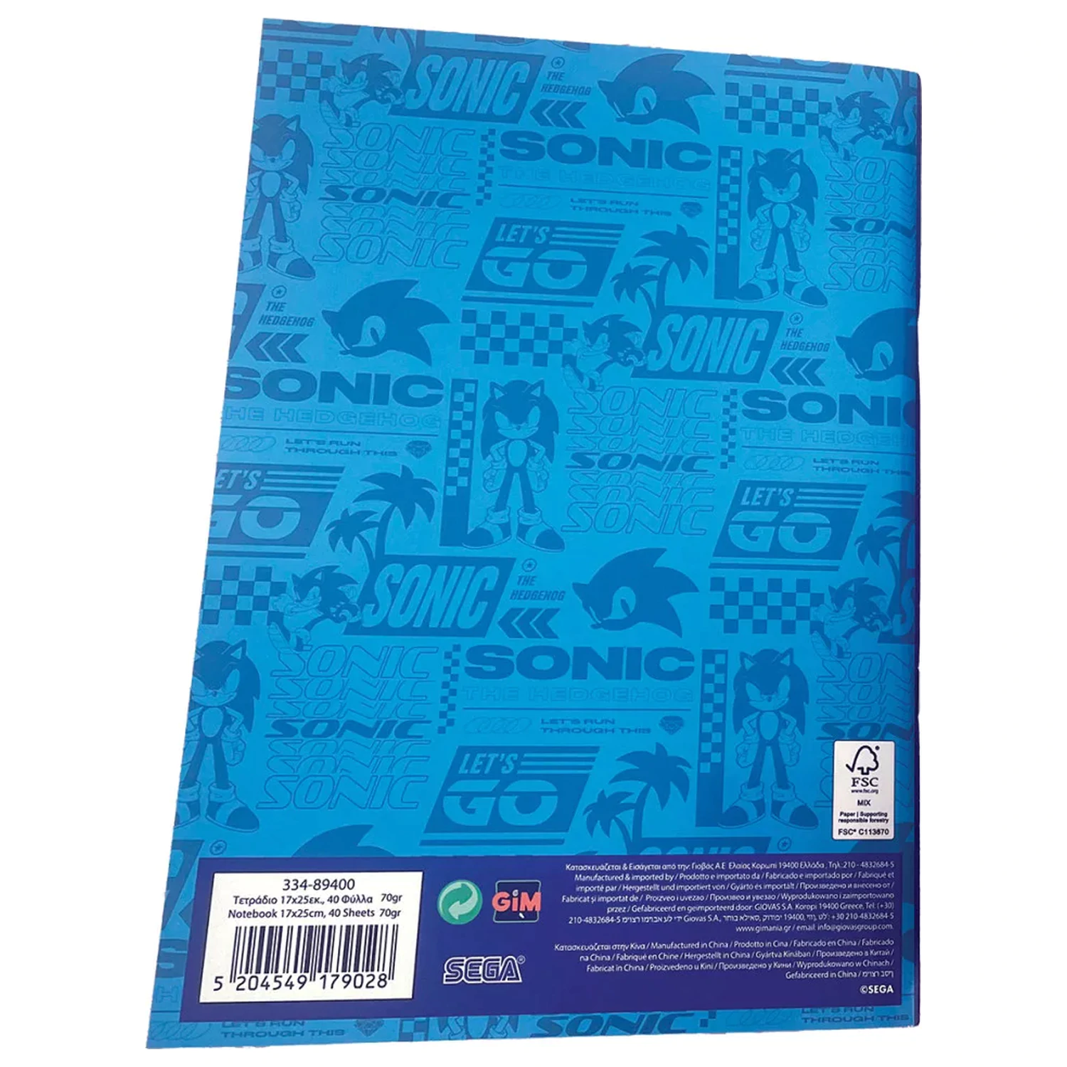 Sonic Speedy B/5 Liniertes Notizbuch, 40 Seiten Produktfoto