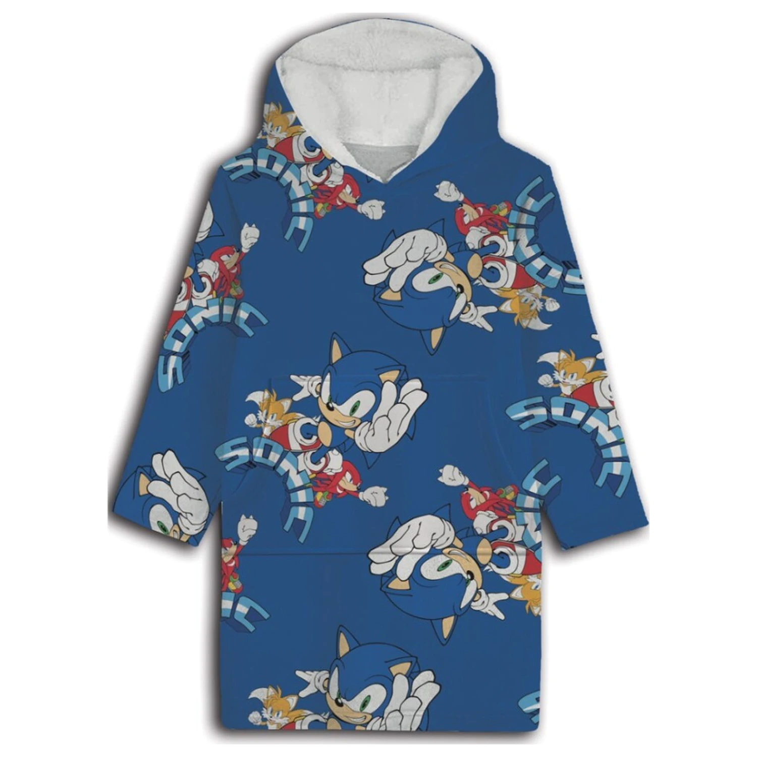 Sonic Team Tragbare Plüsch Fleece-Decke Poncho für 7-14 Jahre Produktfoto