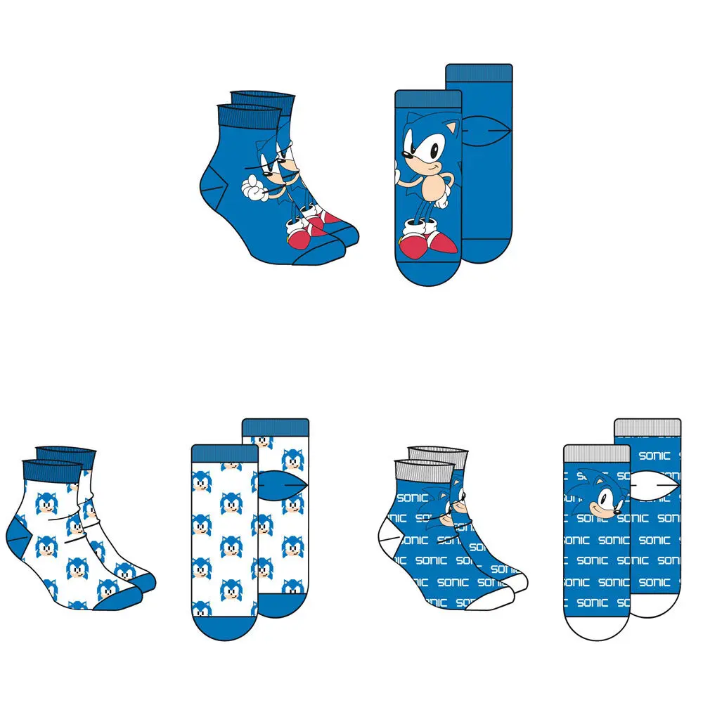 Sonic The Hedgehog erwachsen Socken 3er-Pack termékfotó