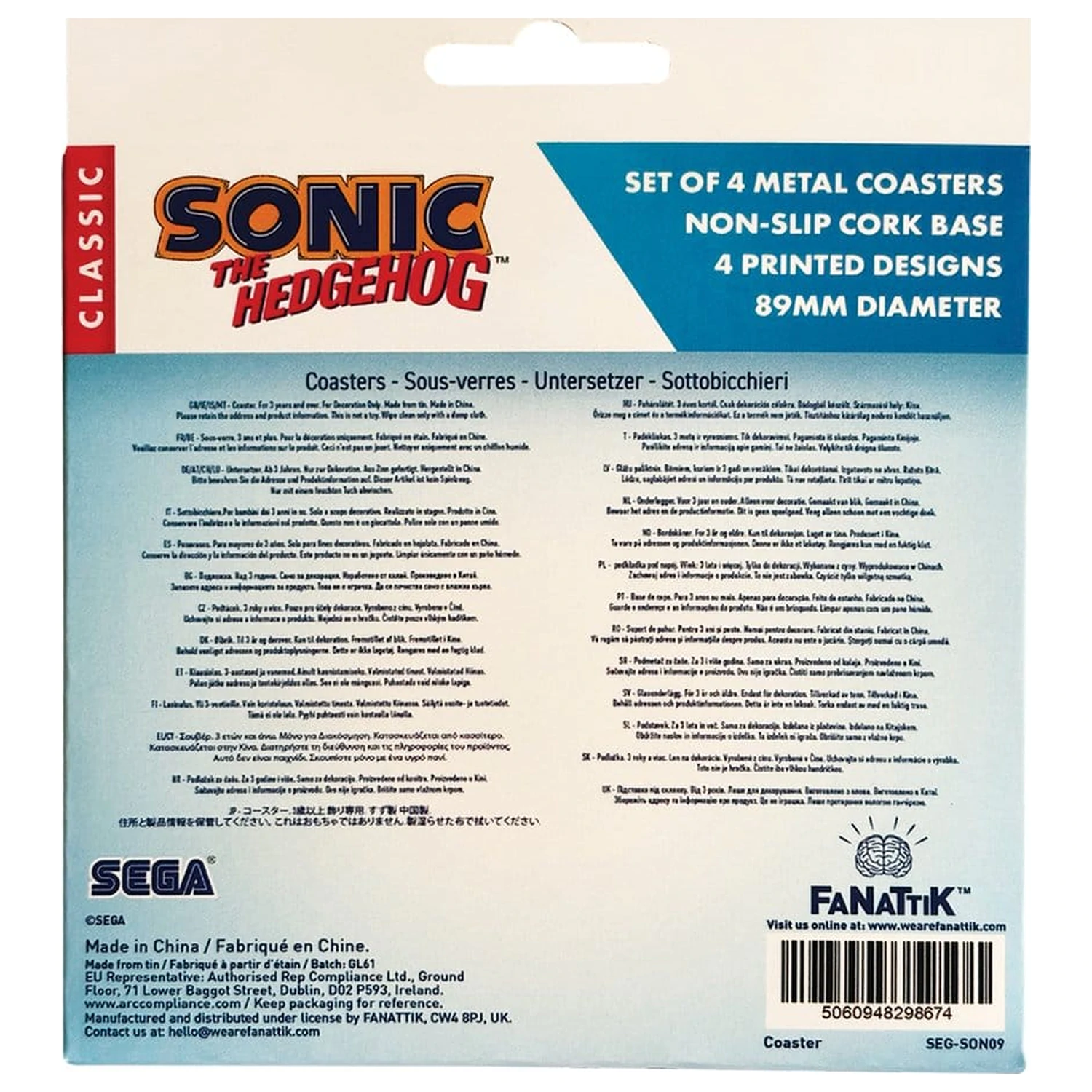 Sonic - The Hedgehog Untersetzer 4er-Pack Produktfoto