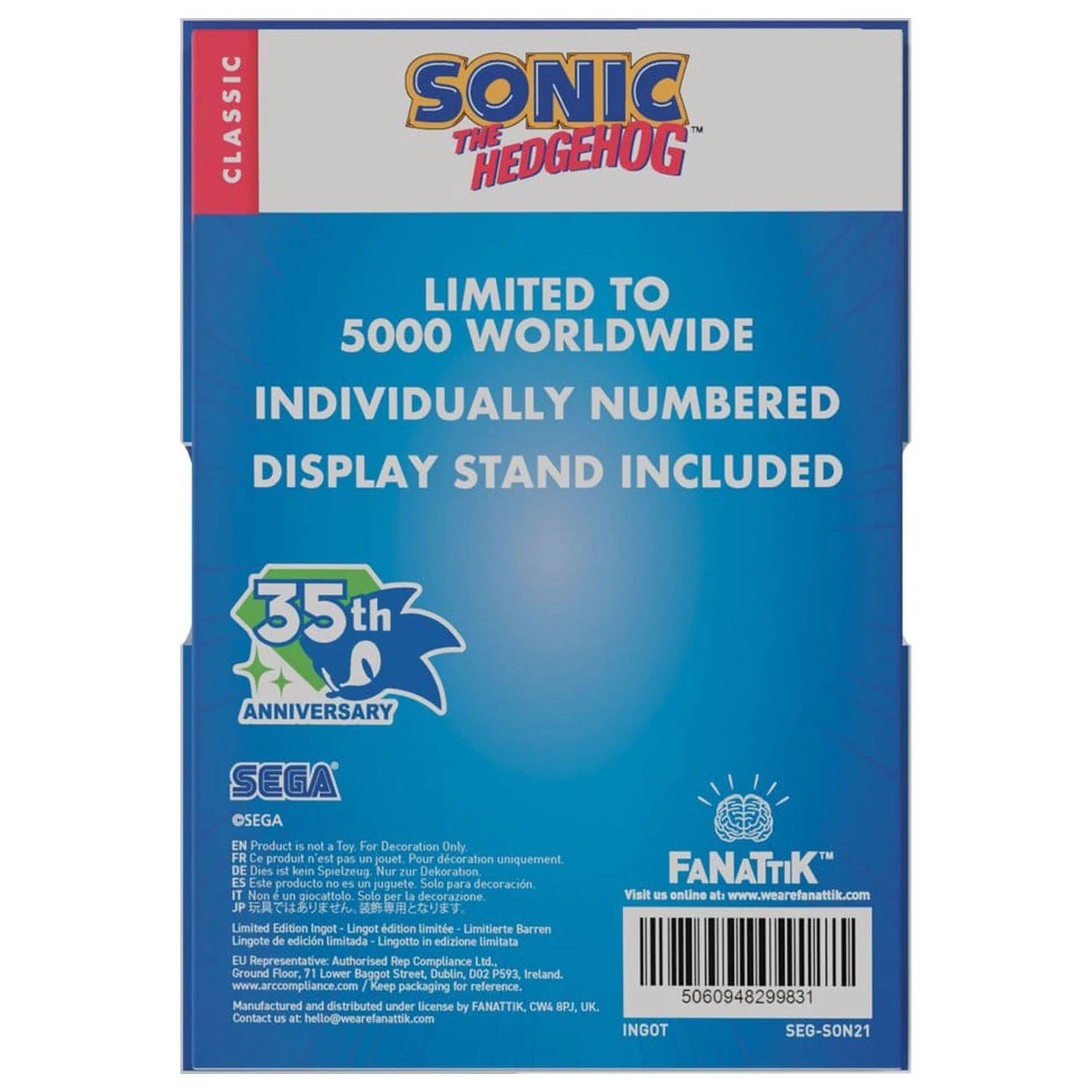 Sonic The Hedgehog Barren Buntglasfenster-Stil 60 cm Produktfoto