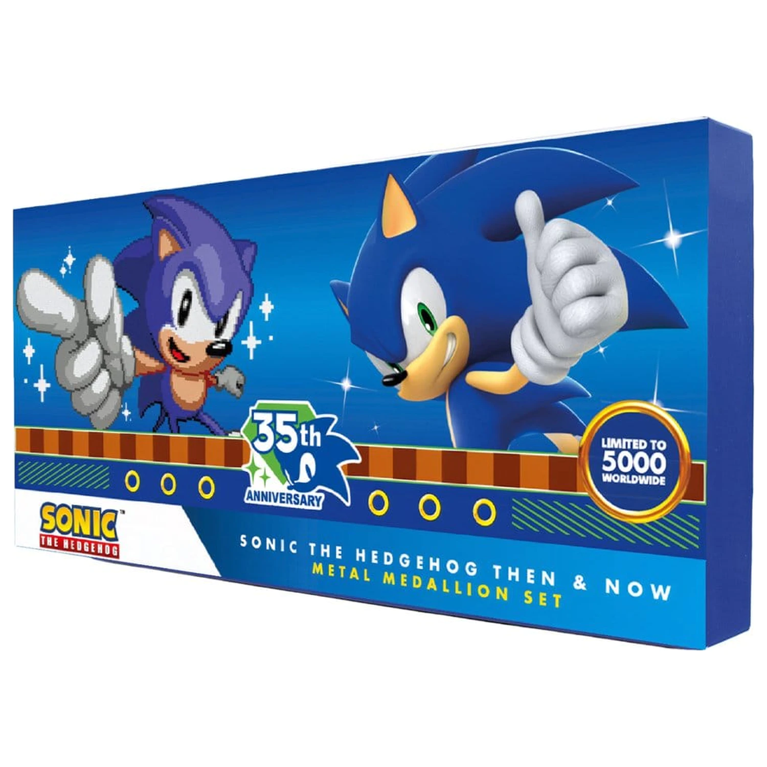 Sonic the Hedgehog Medaillon Set 35th Anniversary Then & Now Limited Edition Produktfoto