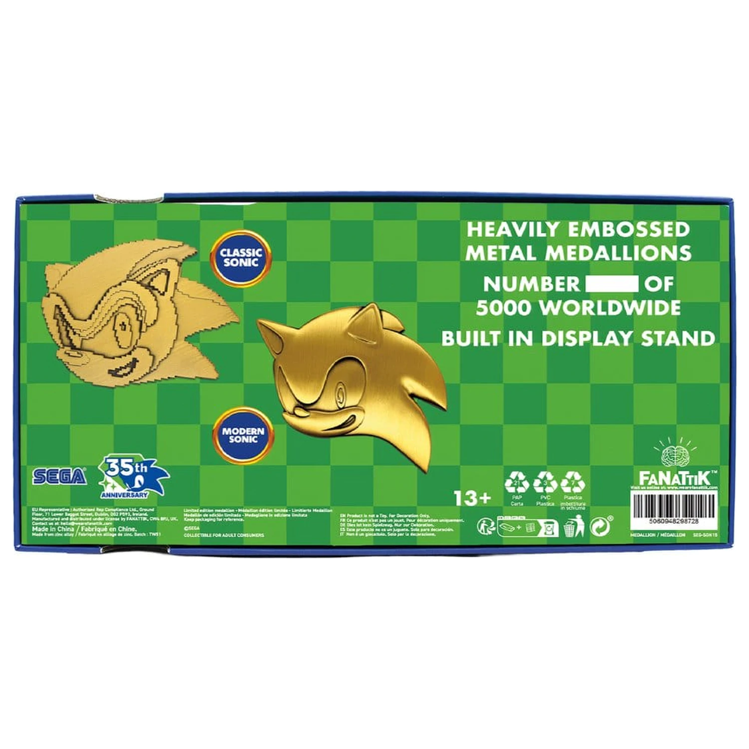Sonic the Hedgehog Medaillon Set 35th Anniversary Then & Now Limited Edition Produktfoto