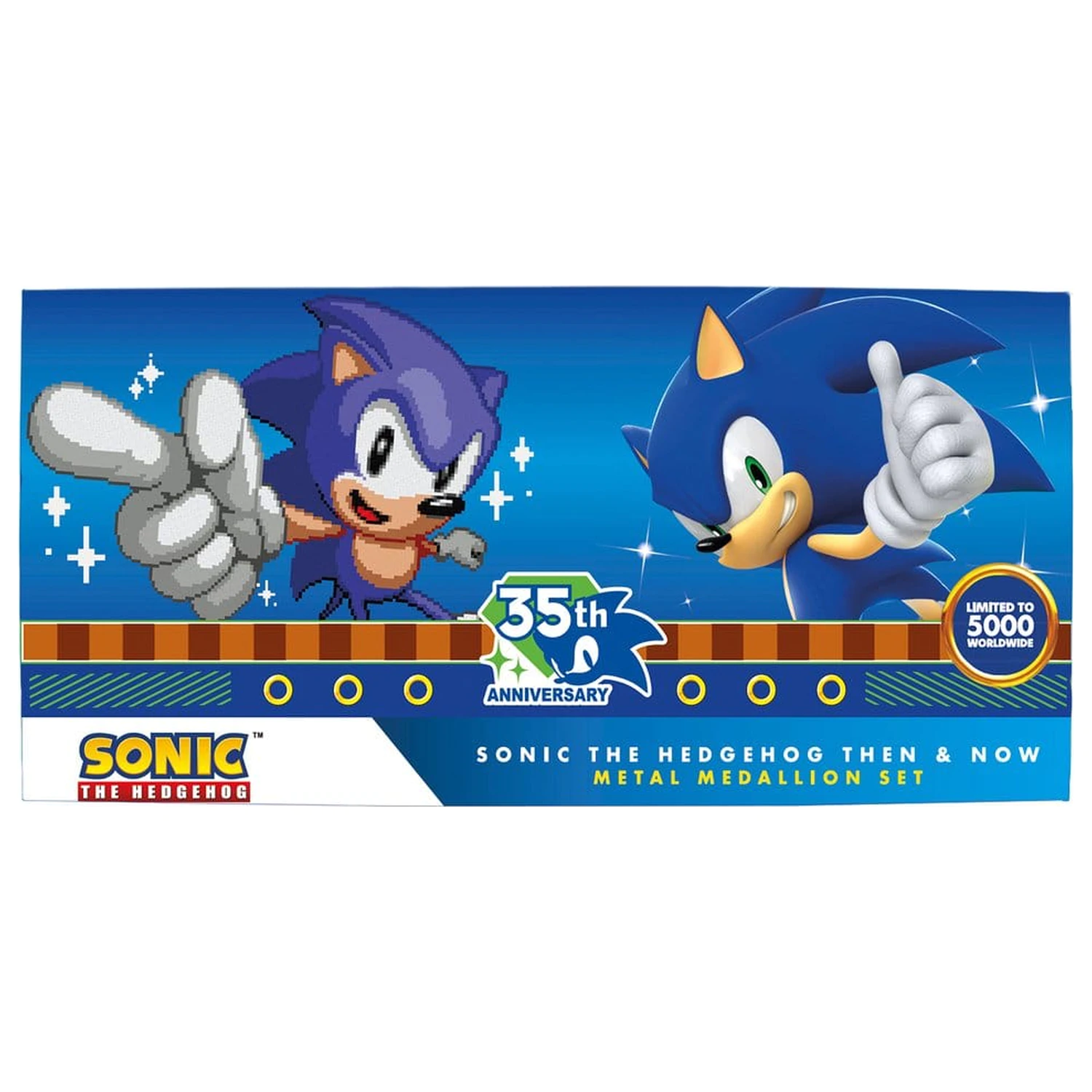 Sonic the Hedgehog Medaillon Set 35th Anniversary Then & Now Limited Edition Produktfoto