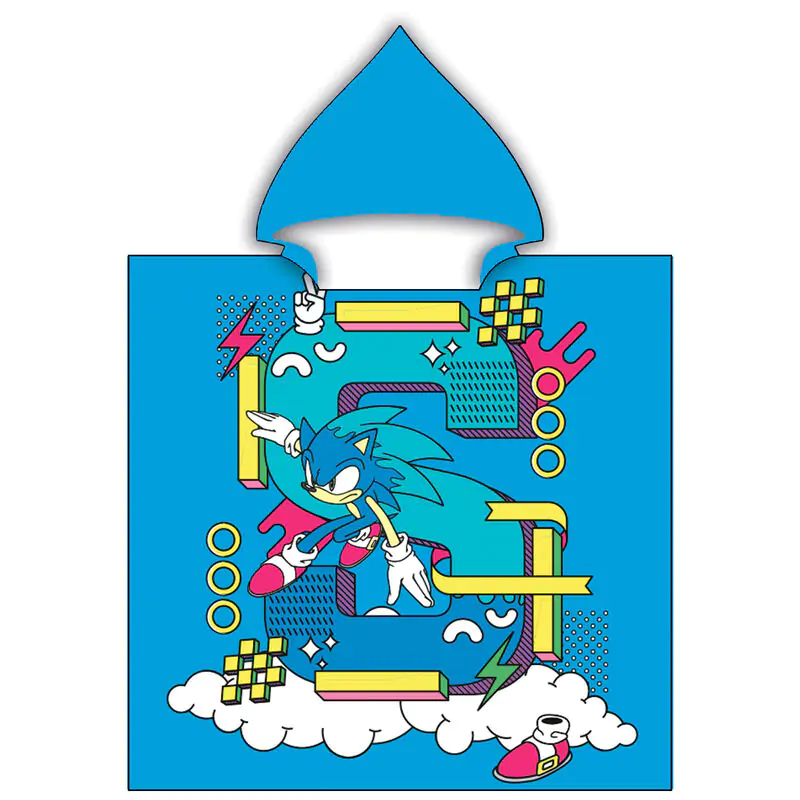 Sonic The Hedgehog Microfaser Poncho Handtuch Produktfoto